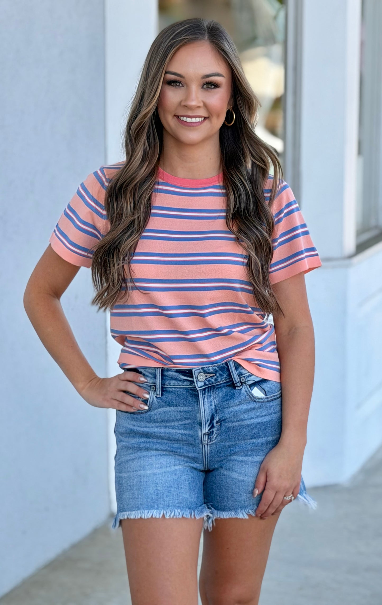 Melon Combo Multi Striped Tee