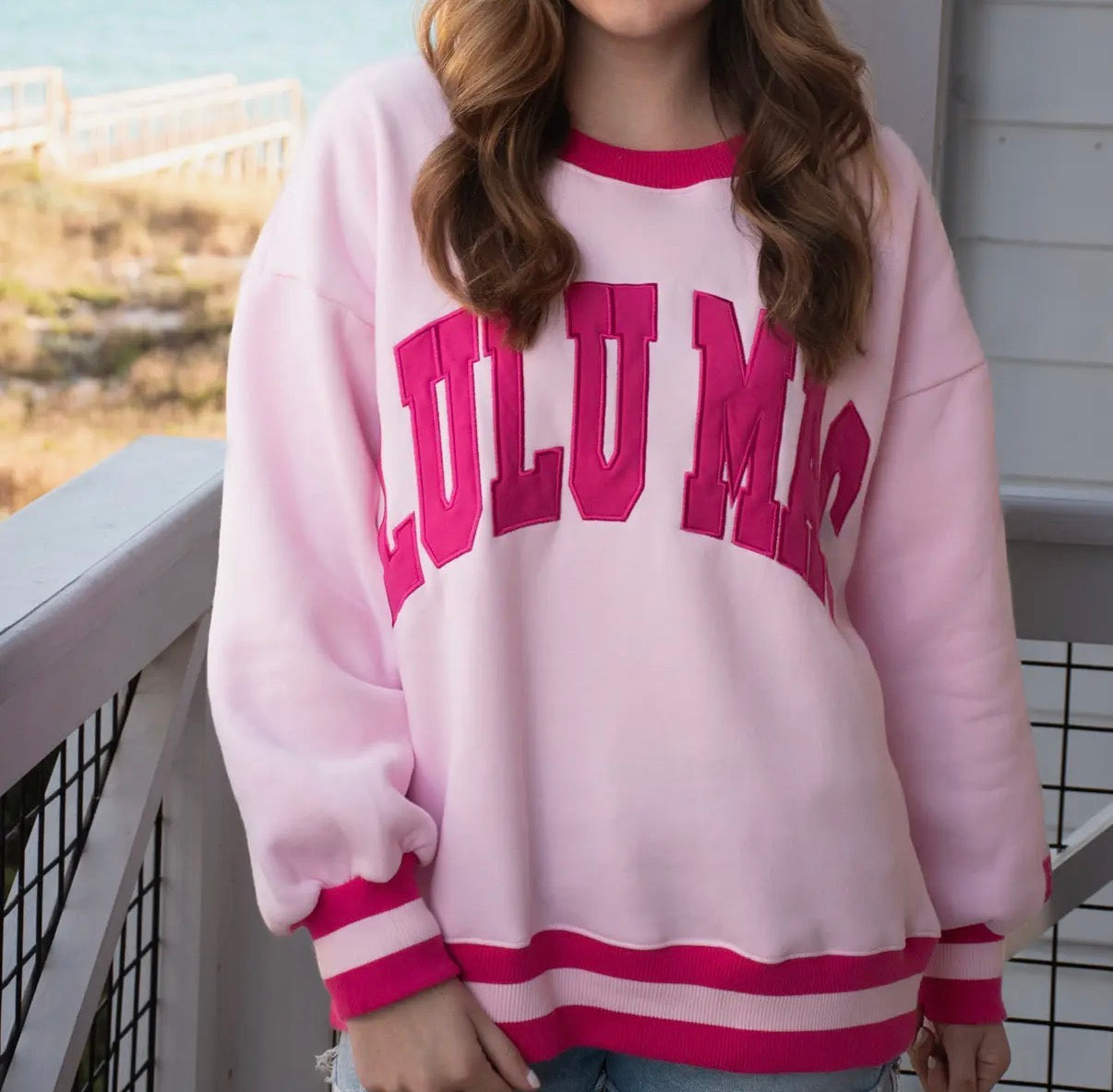 Lulu Mac Social Society Sweatshirt, Lt Pink/Hot Pink