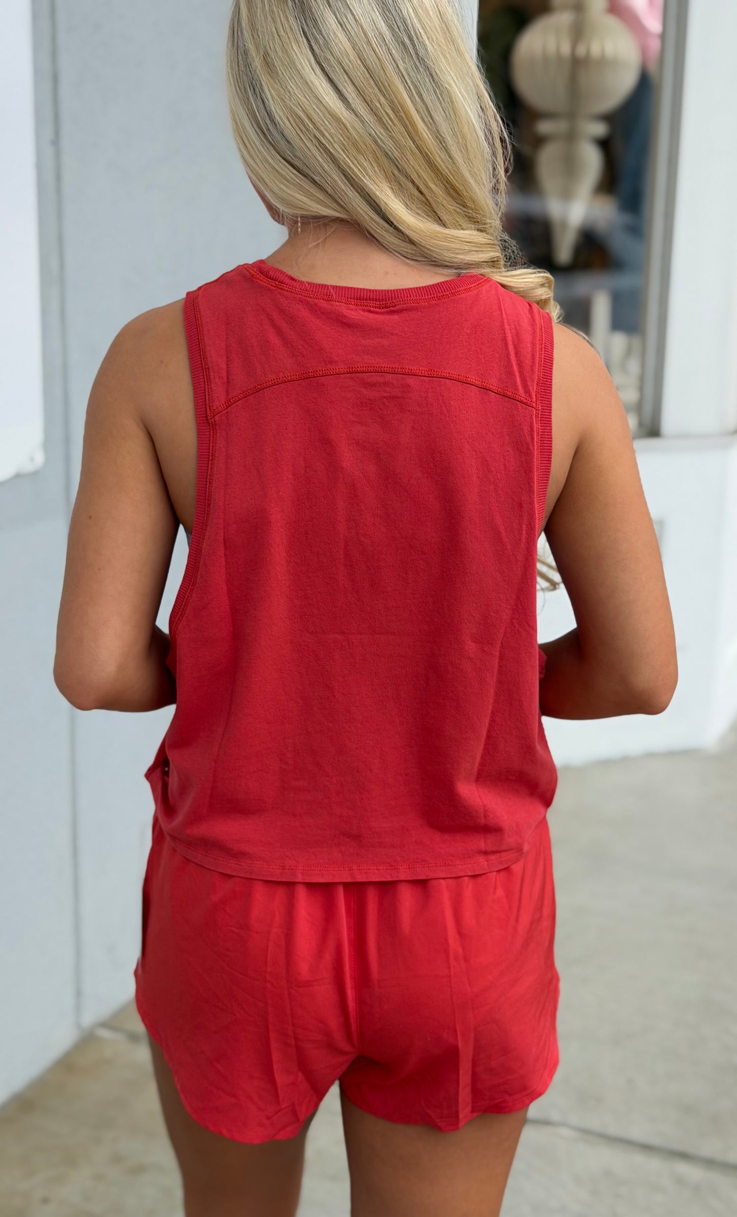Blushed Brick Pima Cotton Side Knot Tank