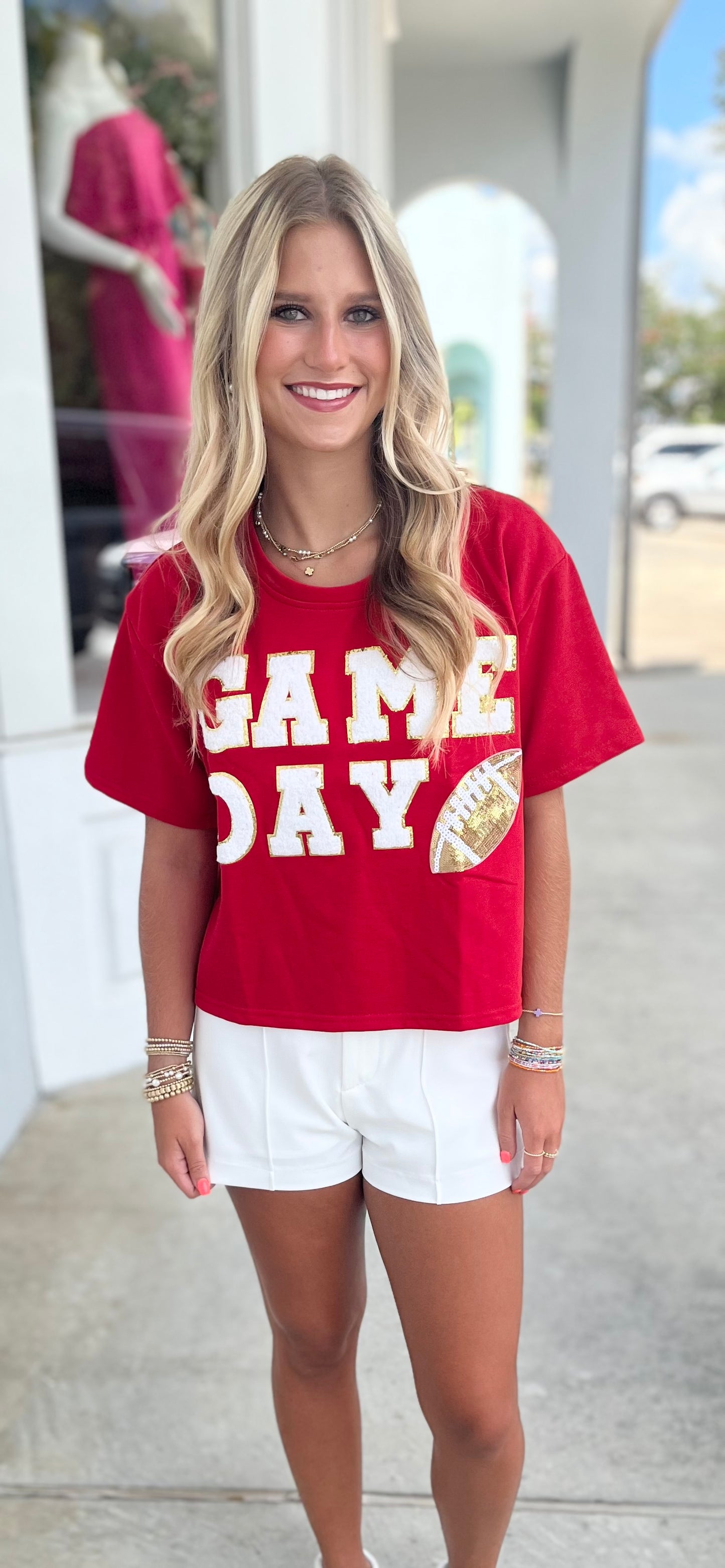 Red Game Day Football Top