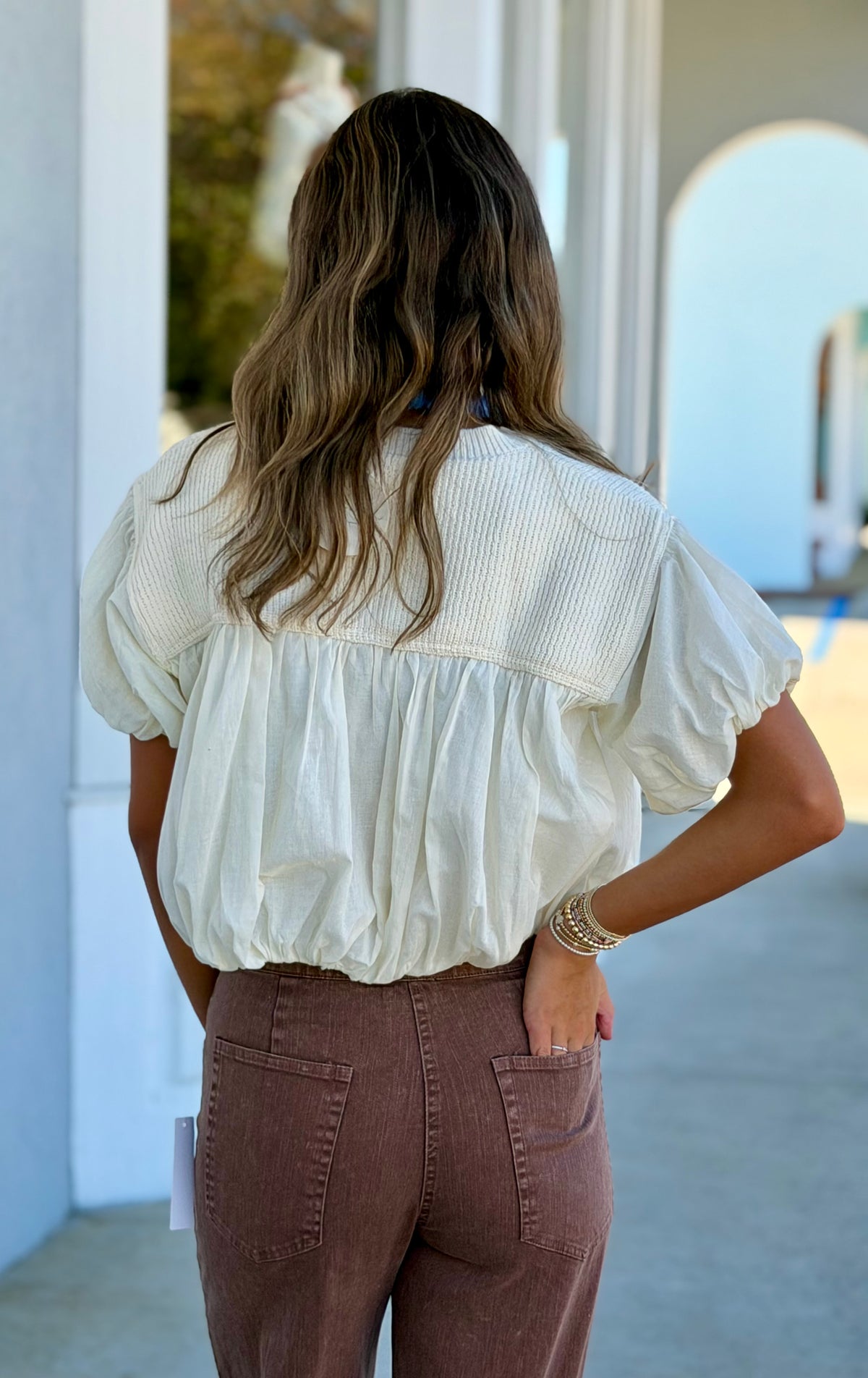 Ivory Bubble Blouse Top