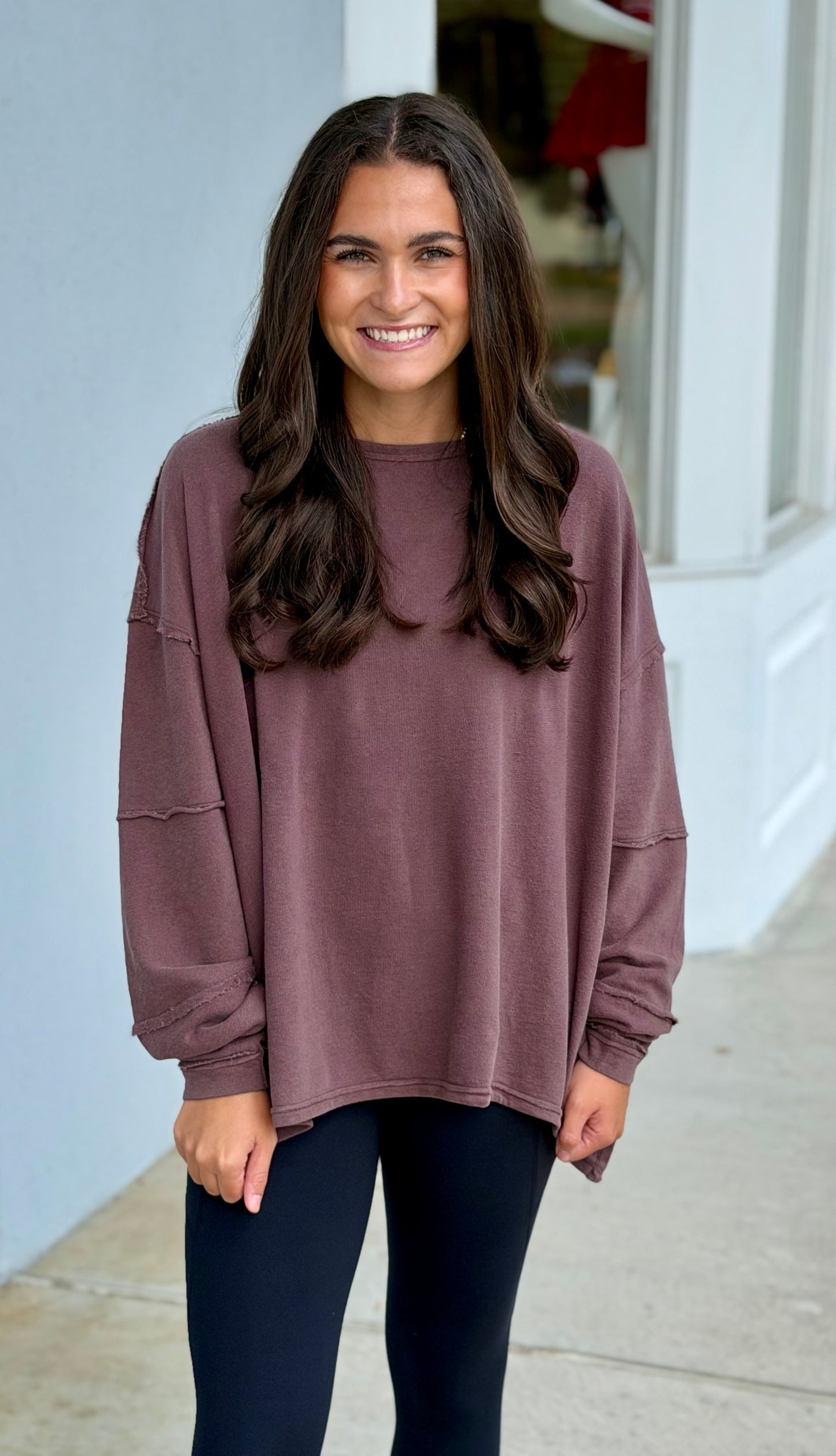 Classic Cotton Oversized Long Sleeve, Coffee Bean