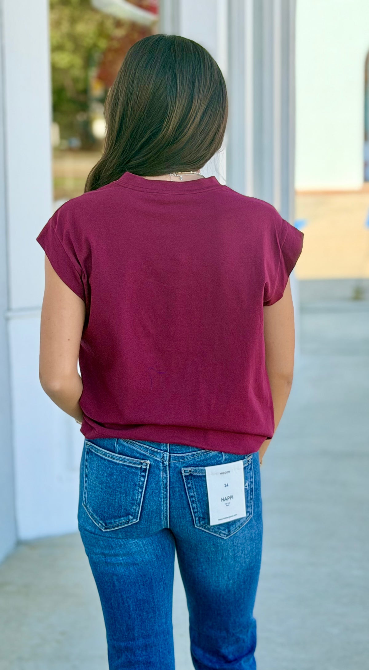 Short Sleeve Solid Top, Maroon