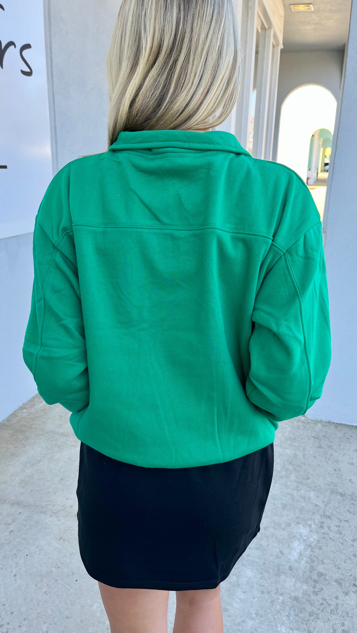 Fleece Half Zip Sweatshirt, K Green