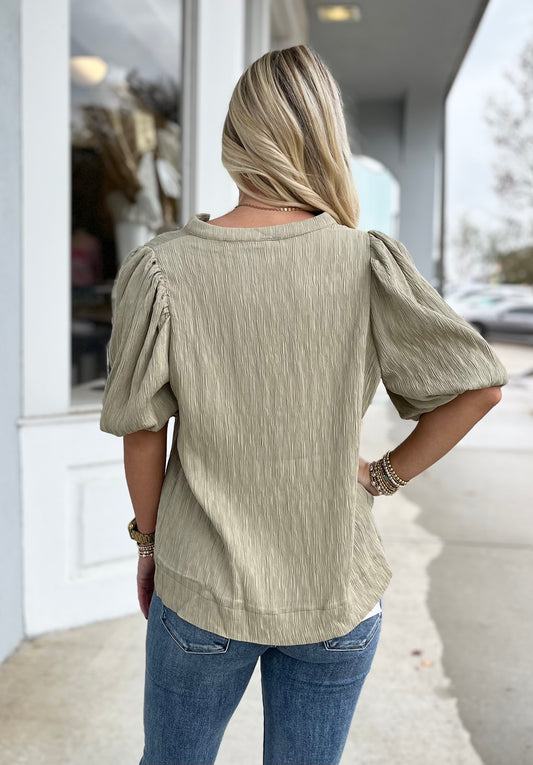 Beige Puff Sleeve Blouse