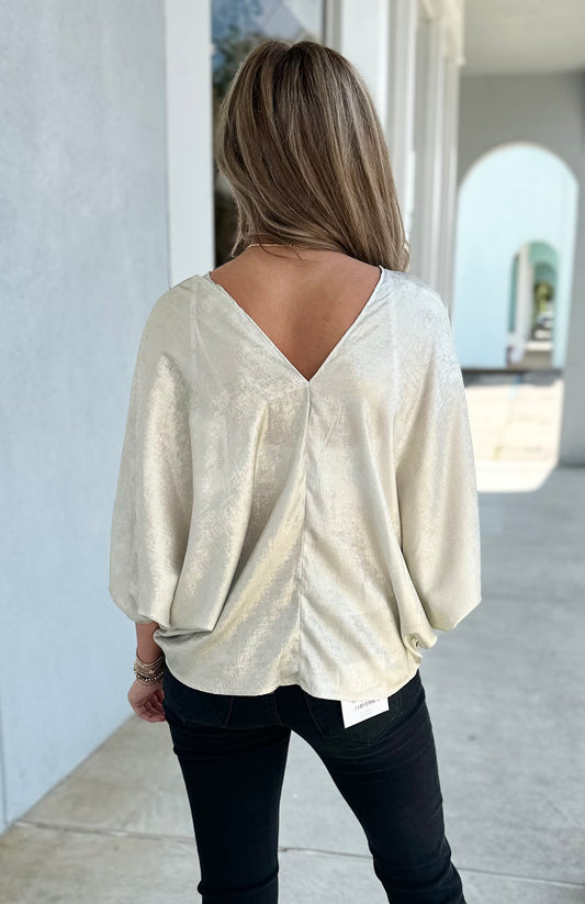 Champagne V Neck Dolman Top