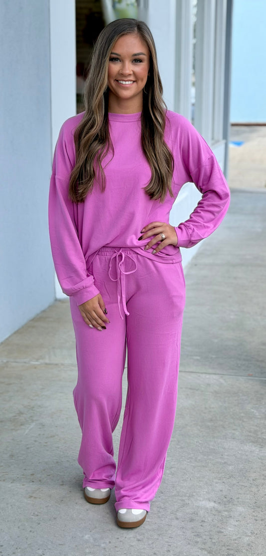 Soft Hacci Pullover & Pants SET, Candy Pink