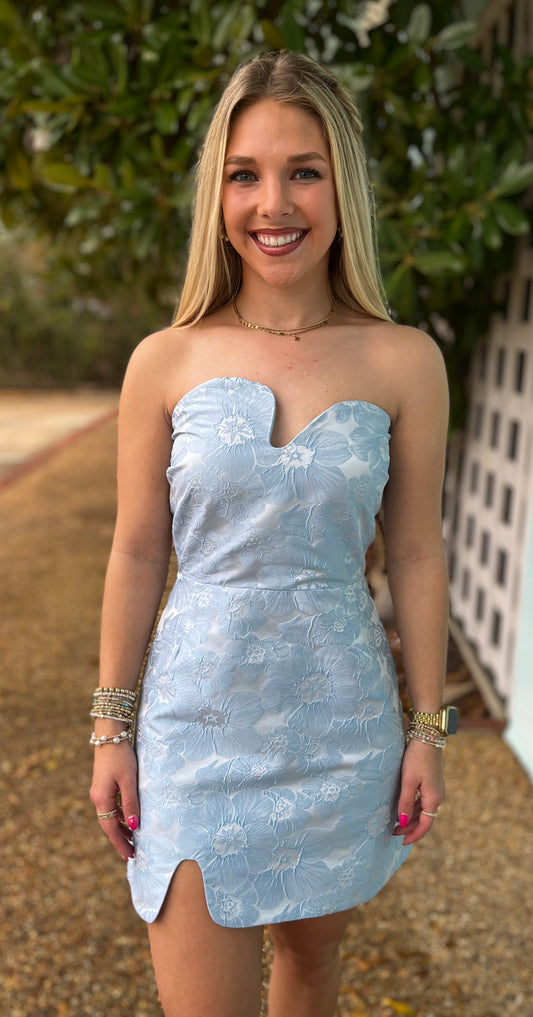 Lt Blue Puzzle Mini Dress