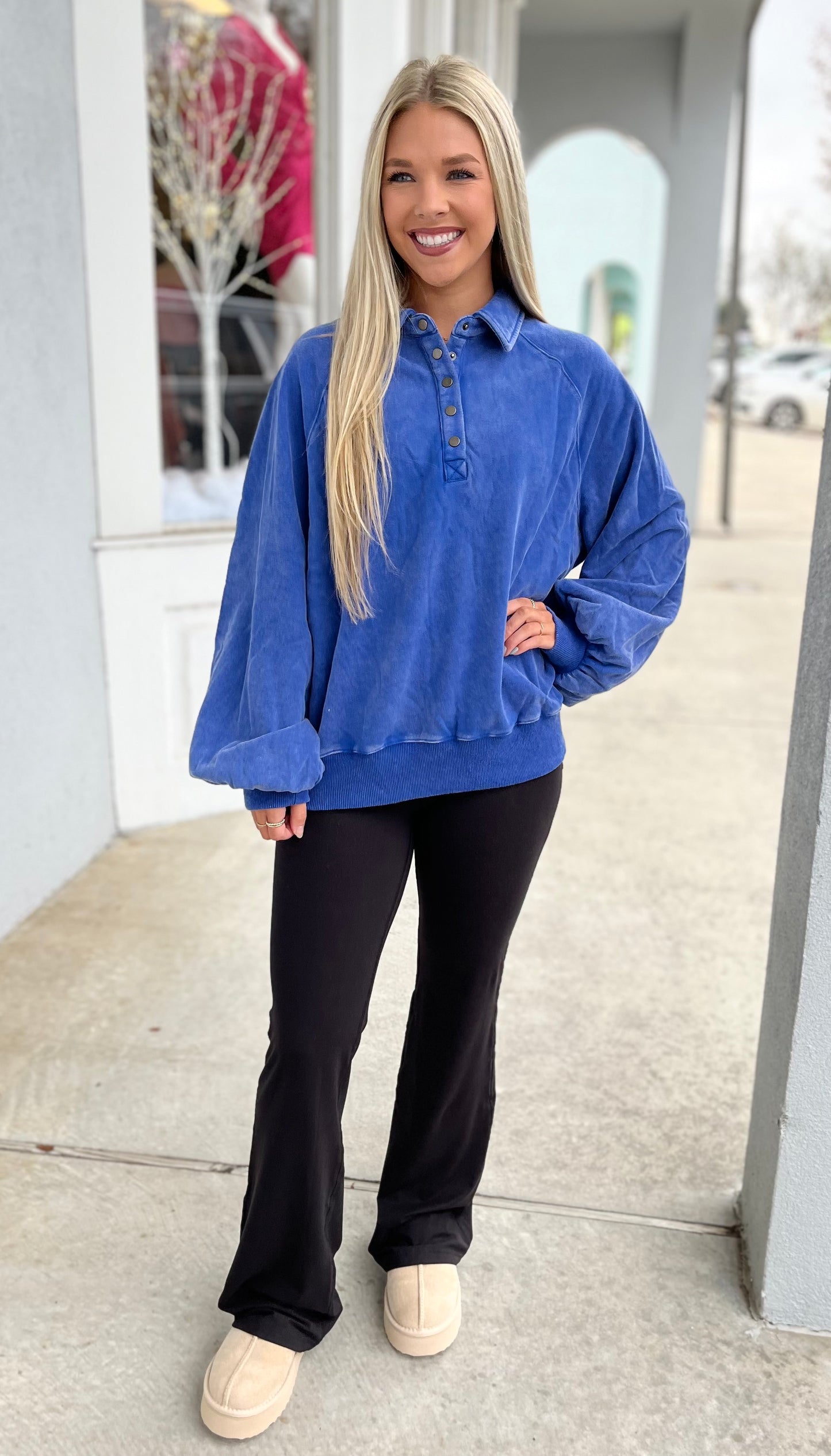 Royal Snap Collared Mineral Wash Sweatshirt