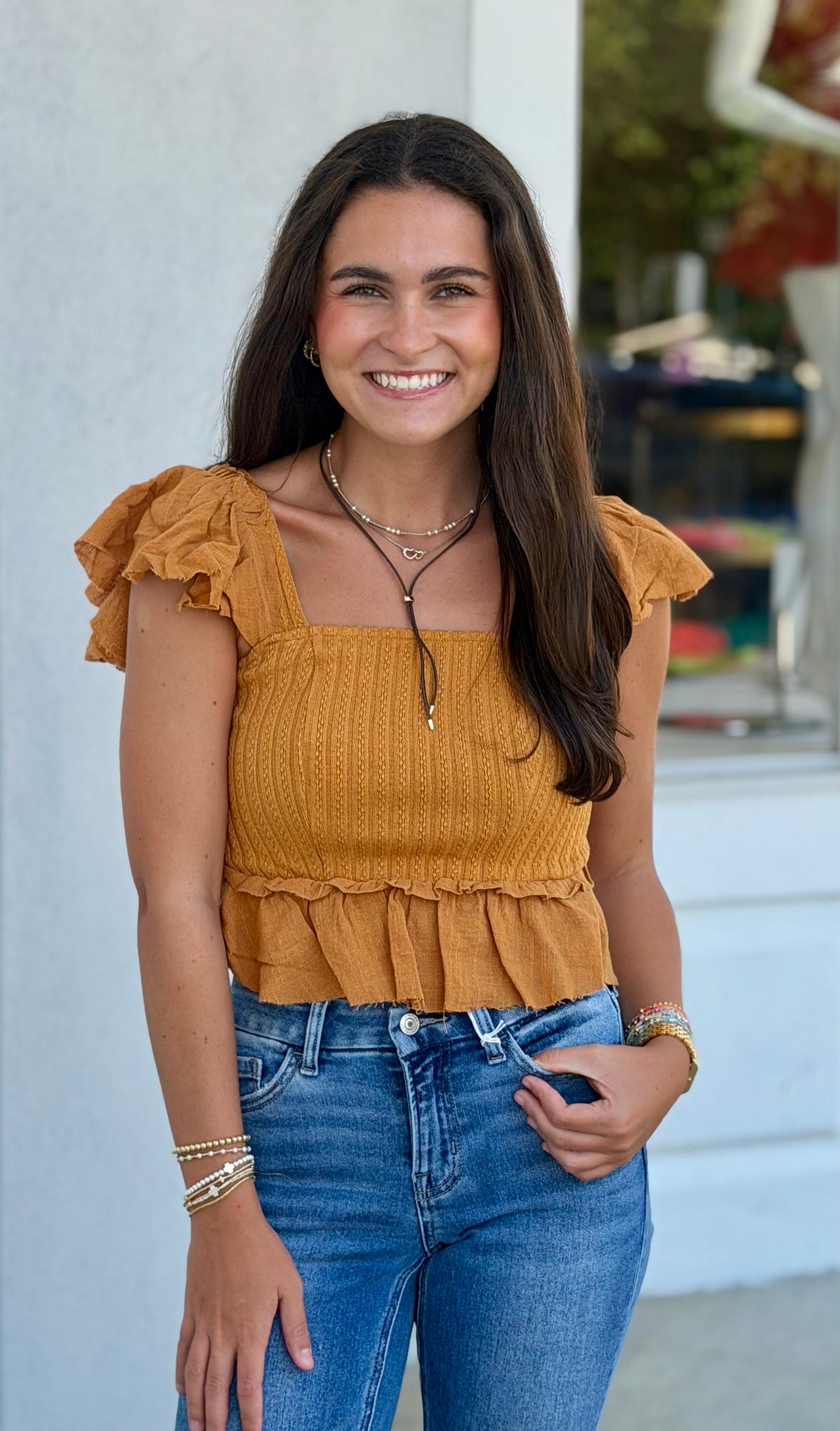 Honey Ruffled Fitted Top