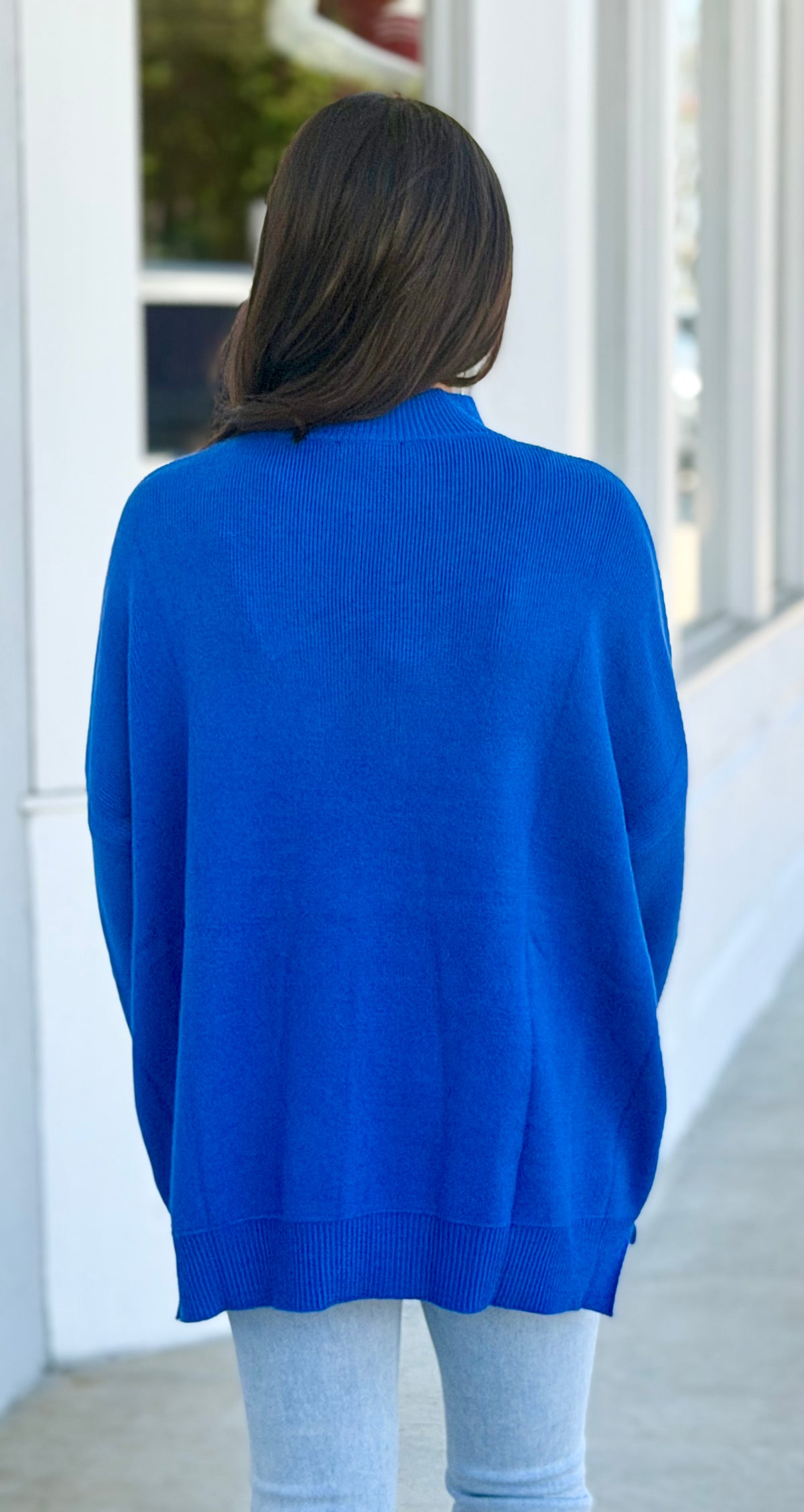 Oversized Mock Neck Sweater, Royal