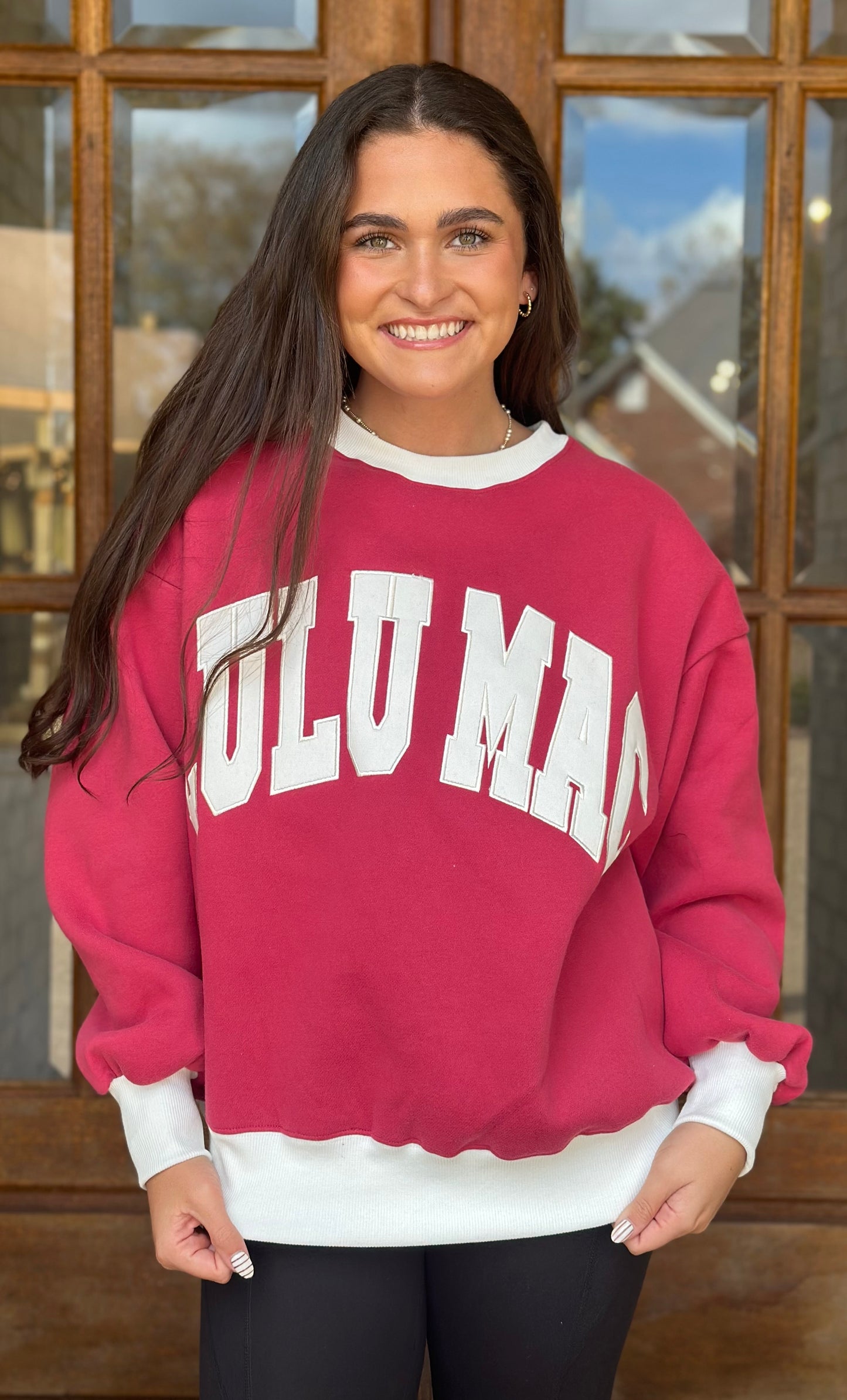 Color Block Stitch LULU Mac, Plum/White