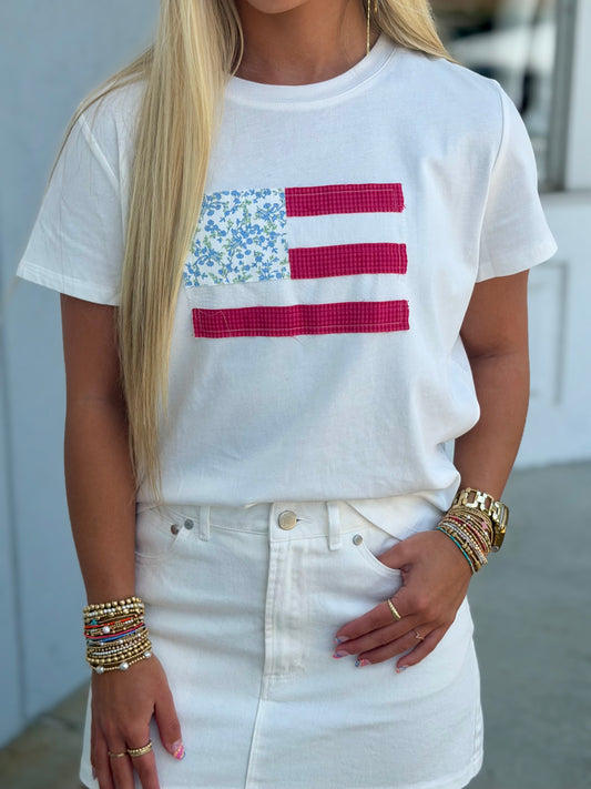 Flag Patchwork Knit Top