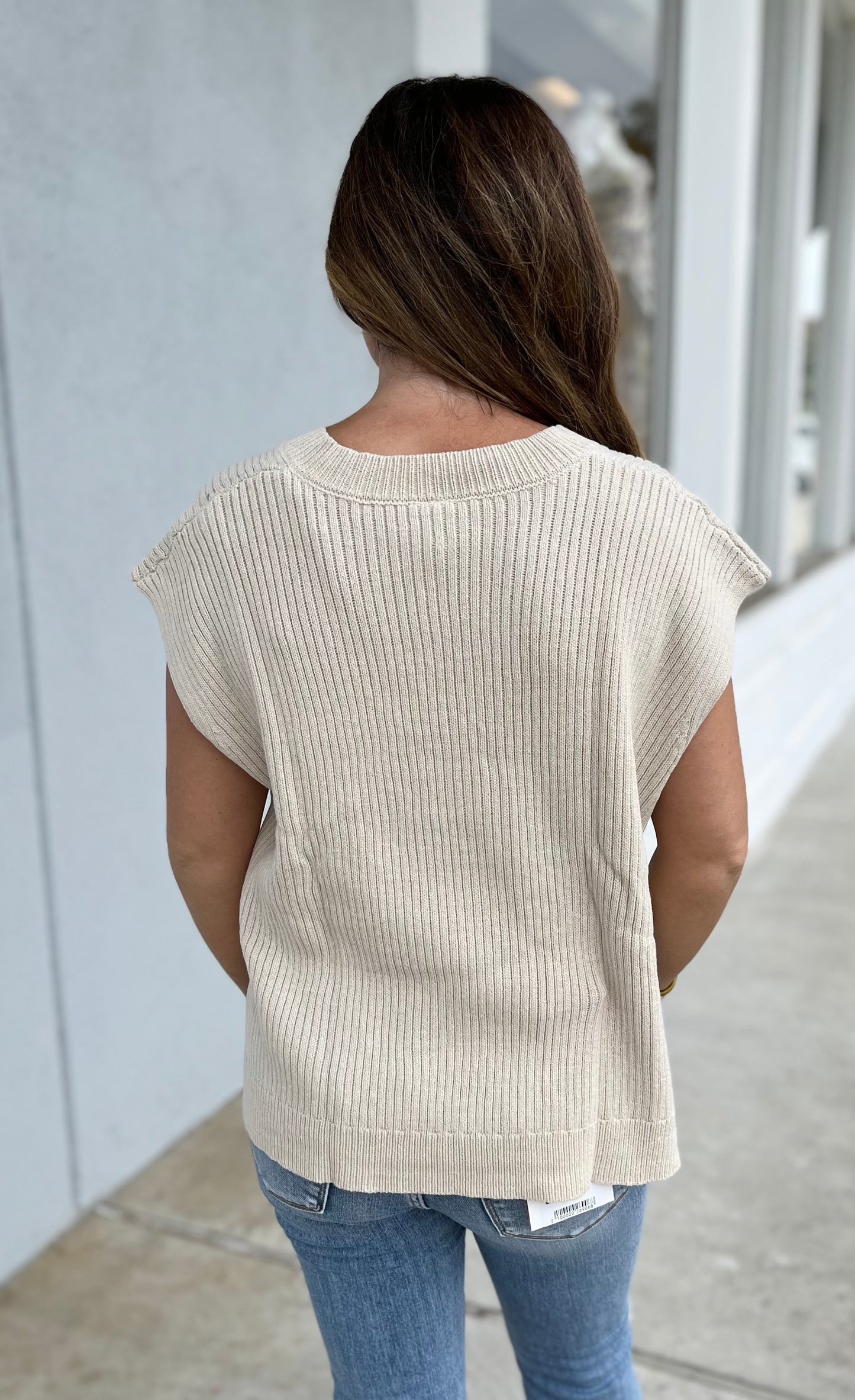 Sand Side Button Sweater Vest