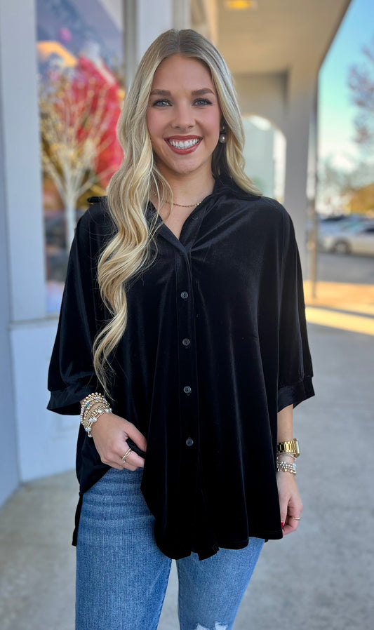 Black Velvet Button Down