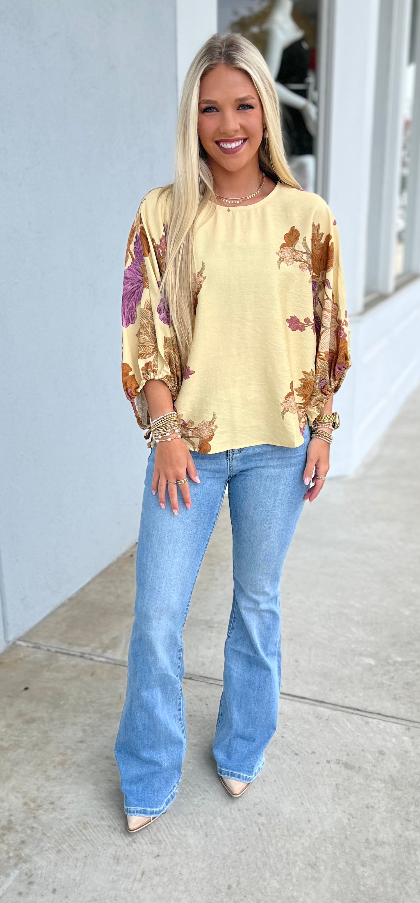 Floral Sleeve Custard Top
