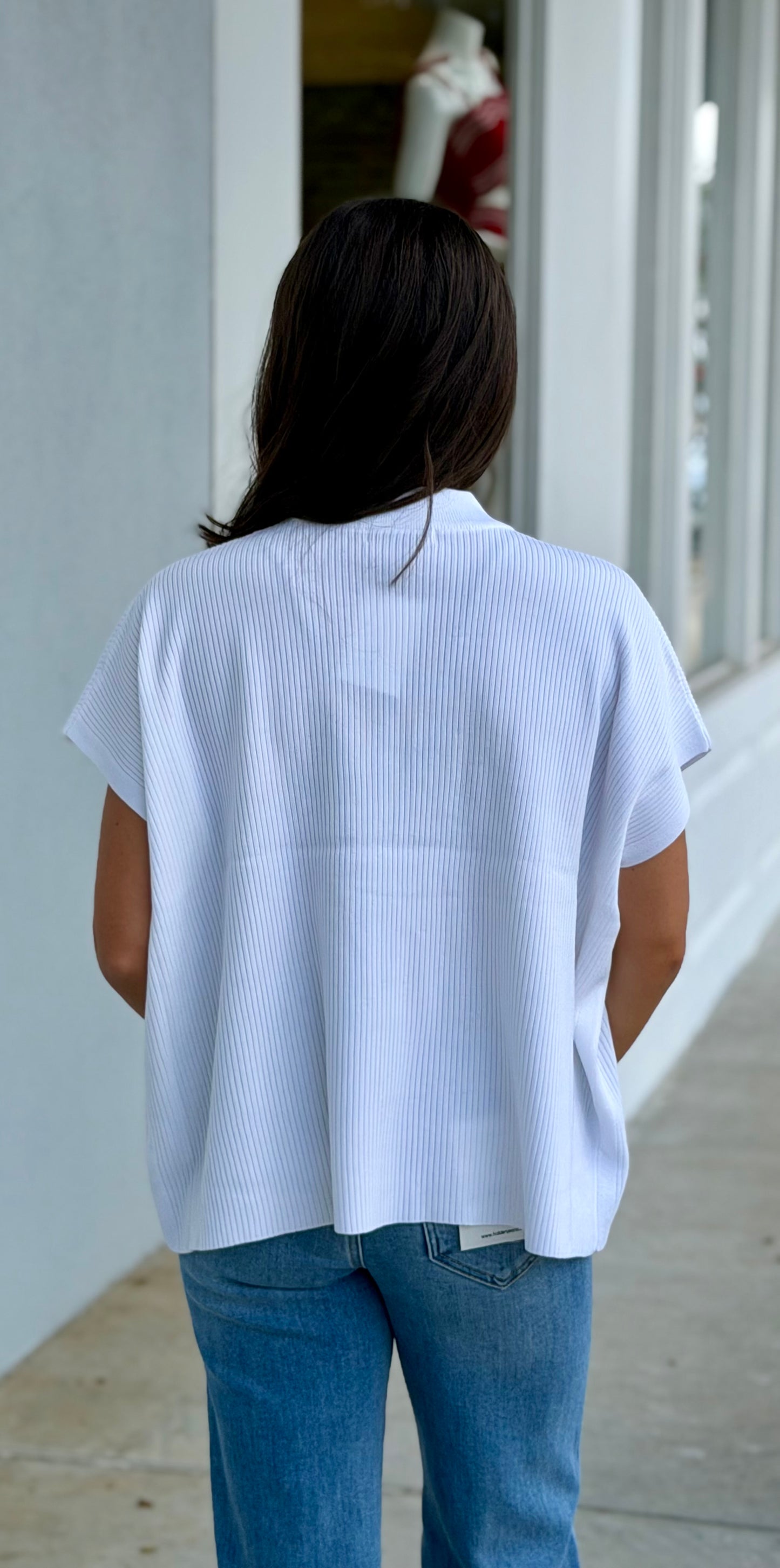 Viscose Mock Neck Boxy Sweater, Ivory