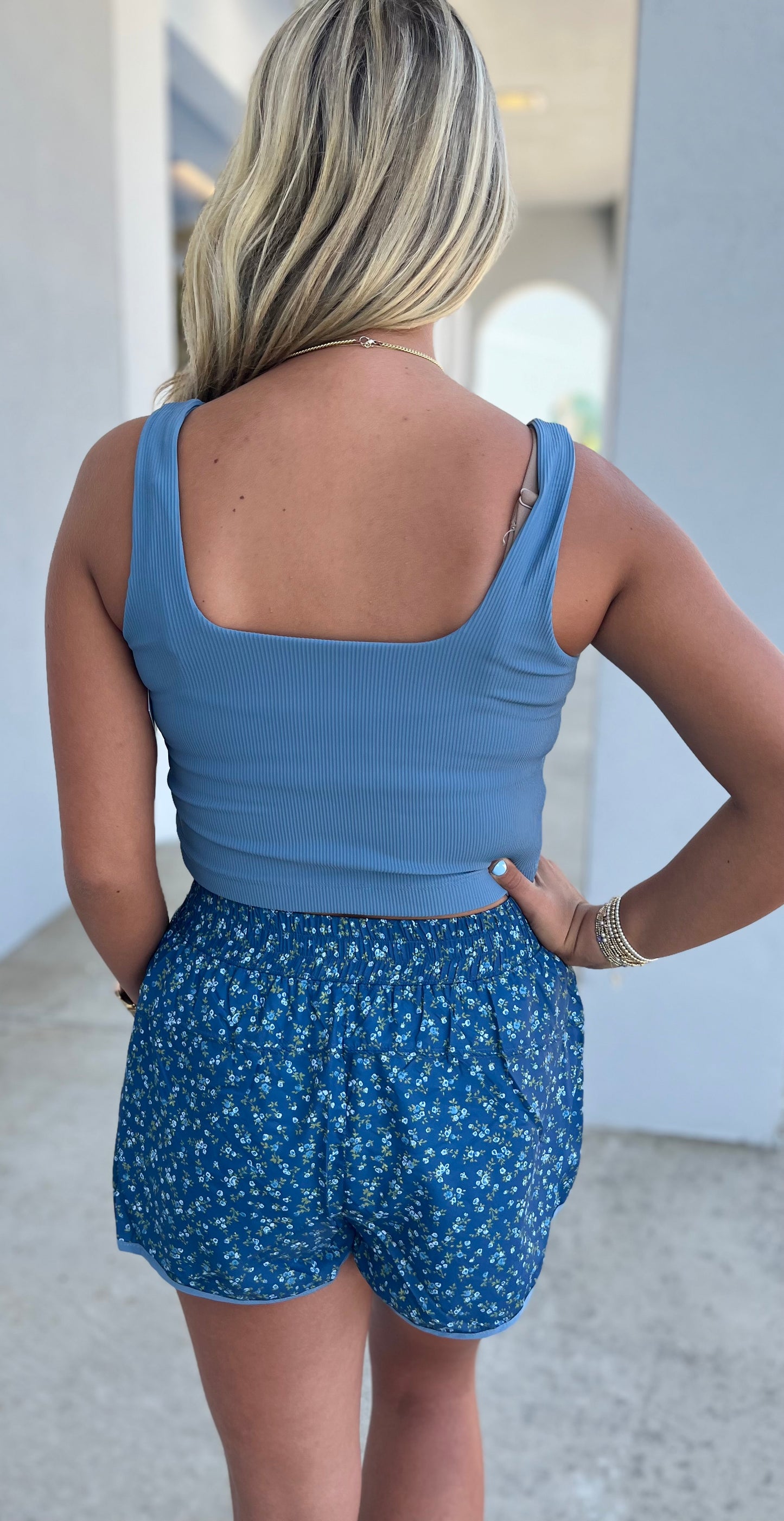 Blue Ditsy Flower Shorts