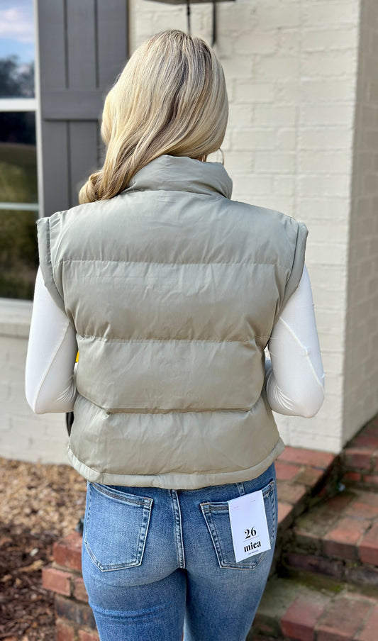 Sage Mock Neck Puffer