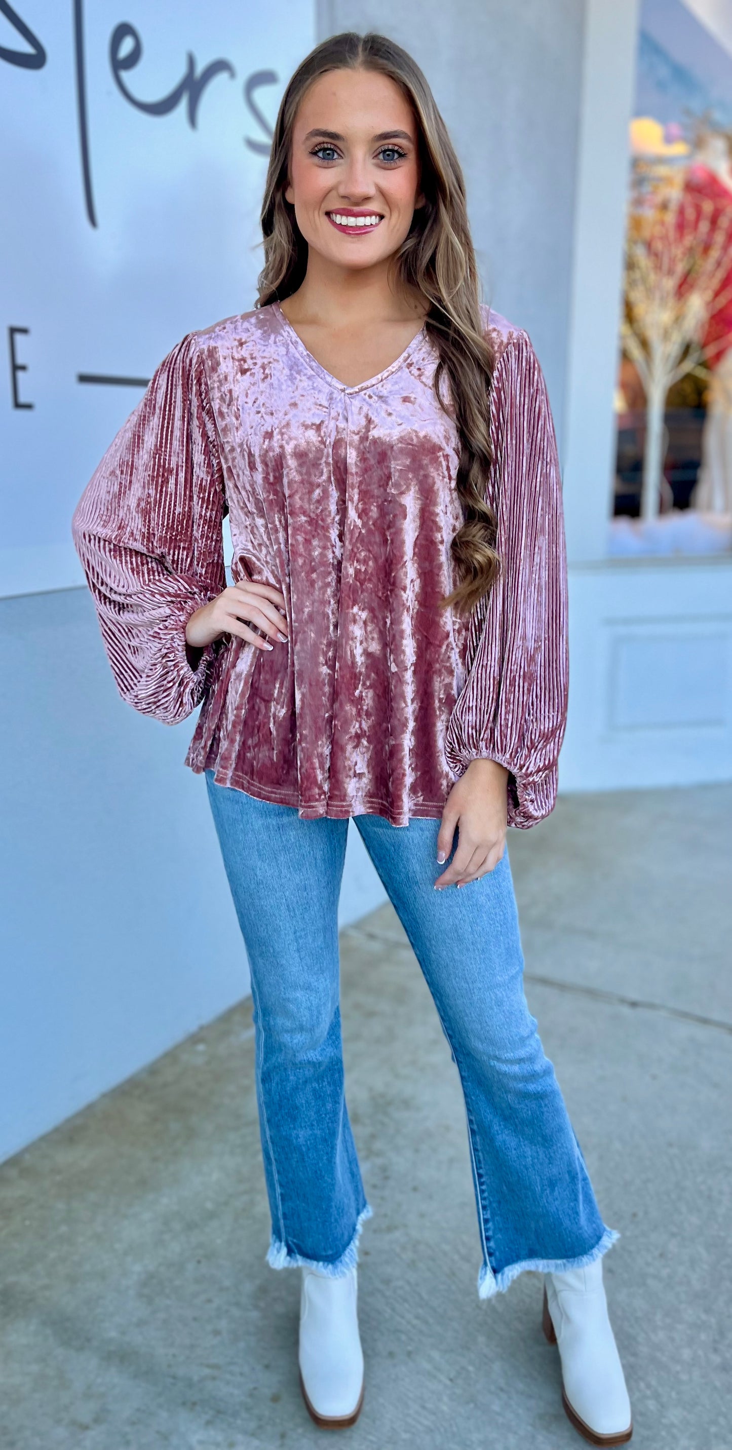 Rose Taupe Velvet Top