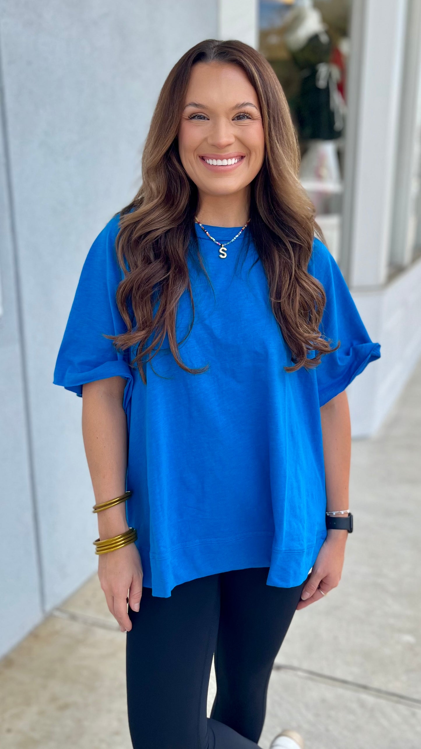 Ocean Blue Oversized Top