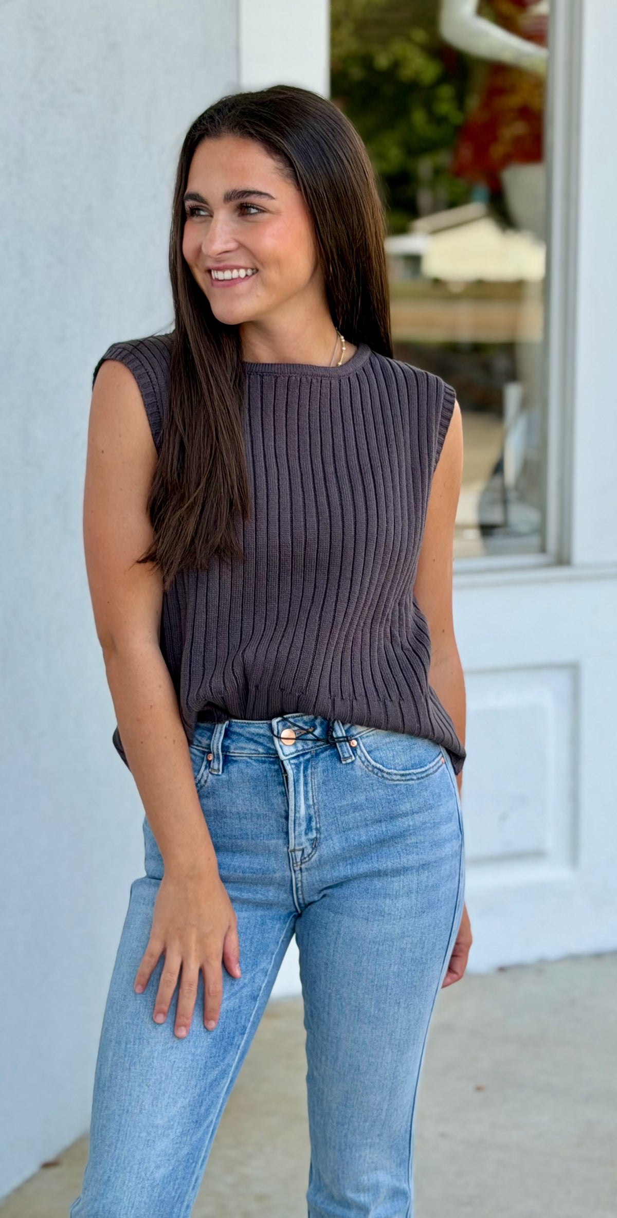 Shadow Ribbed Sweater Vest