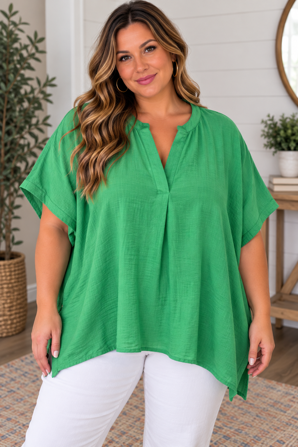 Apple Green Oversized Plus Tunic