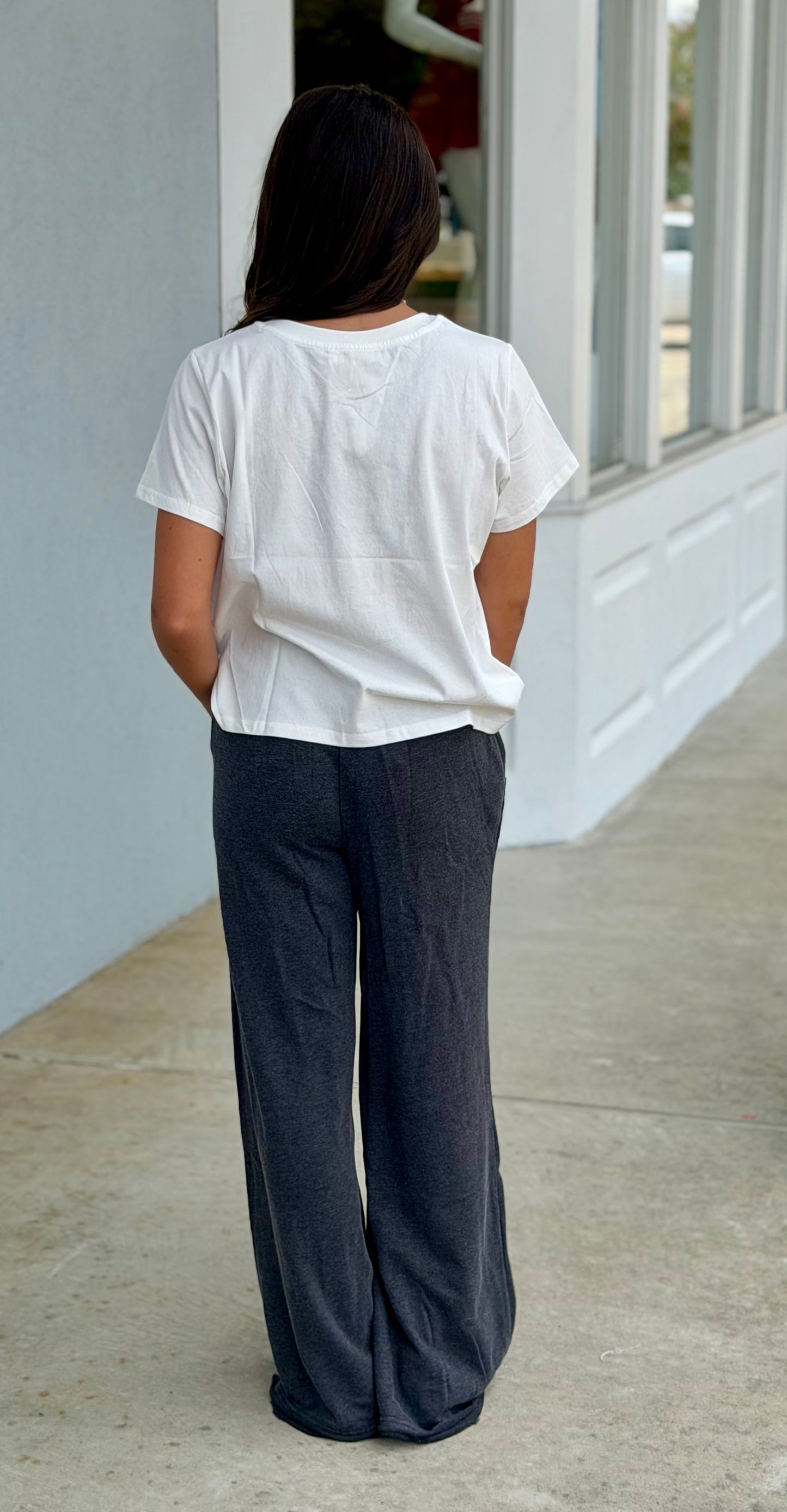 Terry Wide Leg Sweatpant , Black