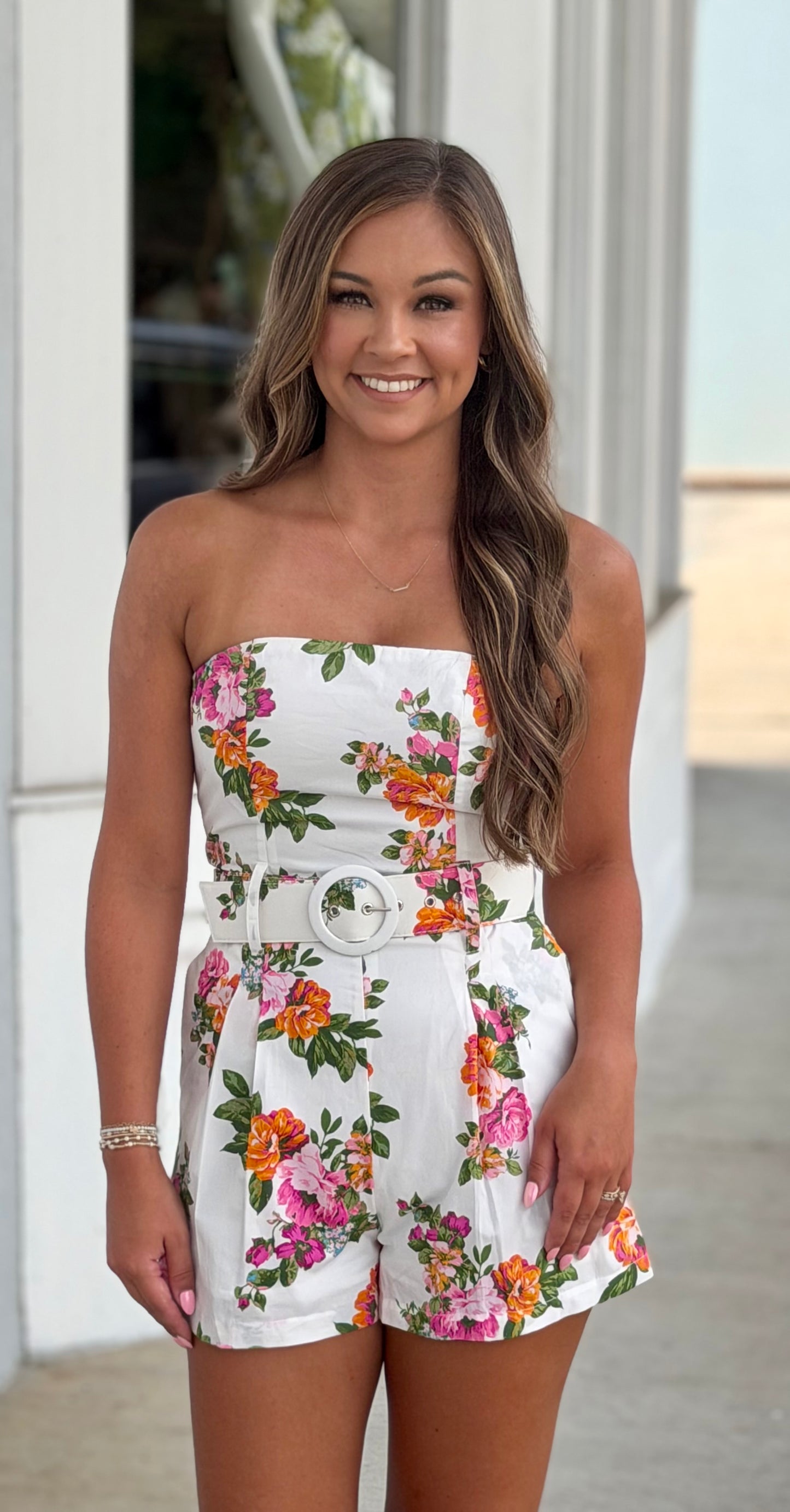 Heidi Strapless Floral Romper