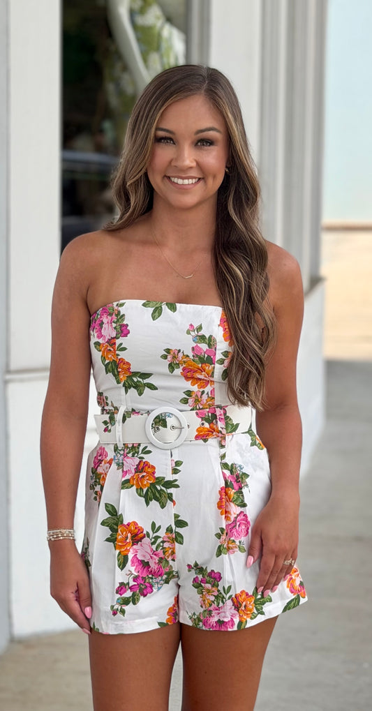 Heidi Strapless Floral Romper