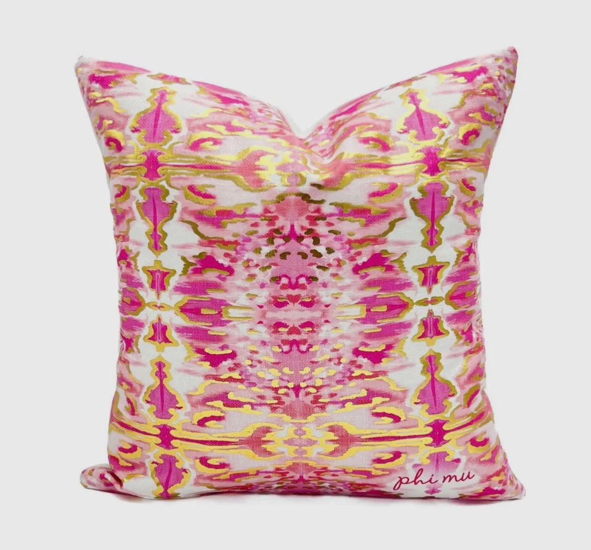 Phi Mu Gold Foil Kaleidoscope Pillow
