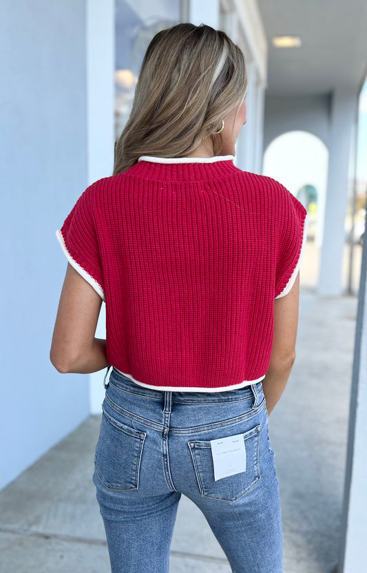 Red/White Boxy Sweater