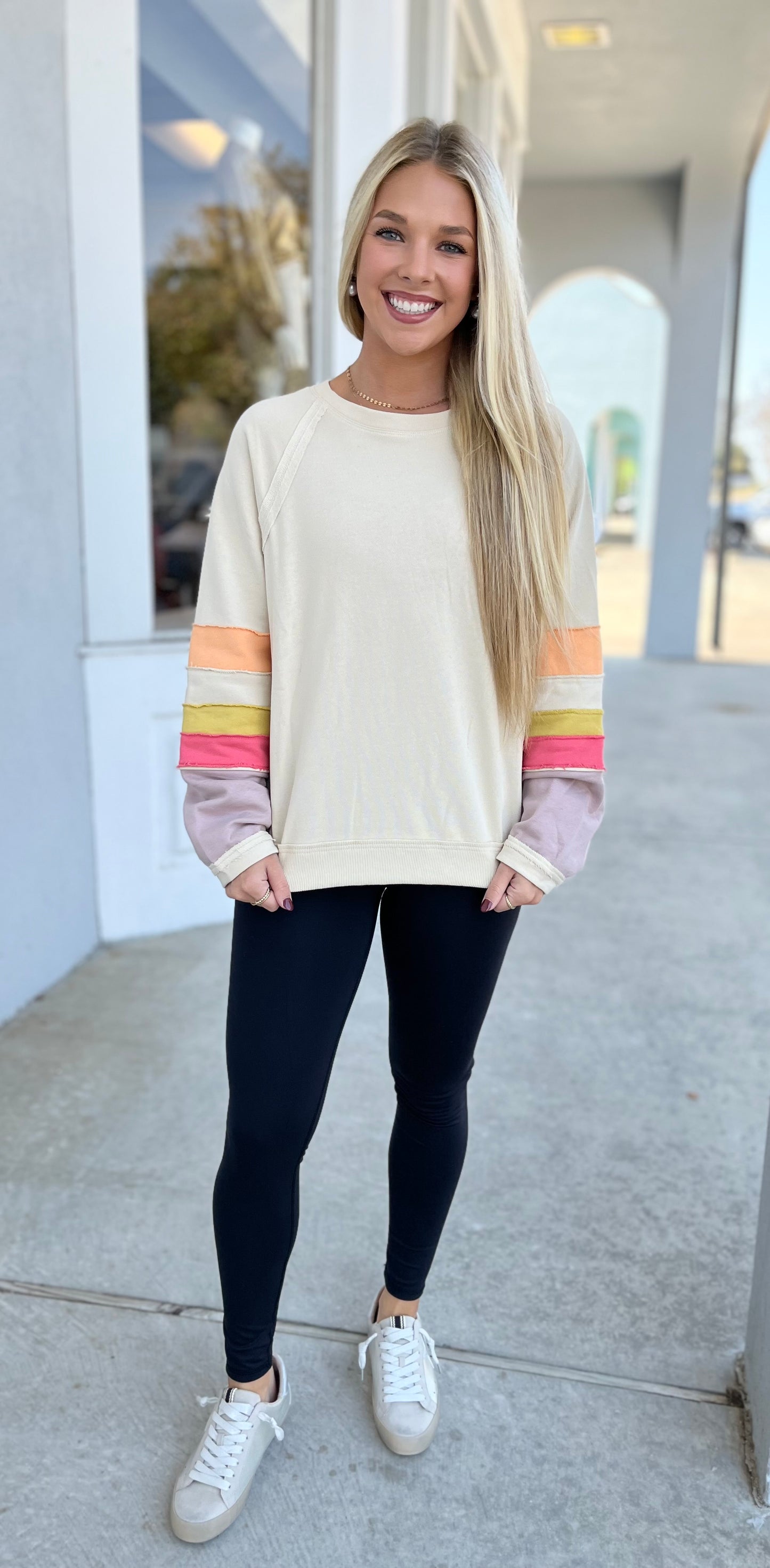 Oatmeal Crew Neck Terry Top