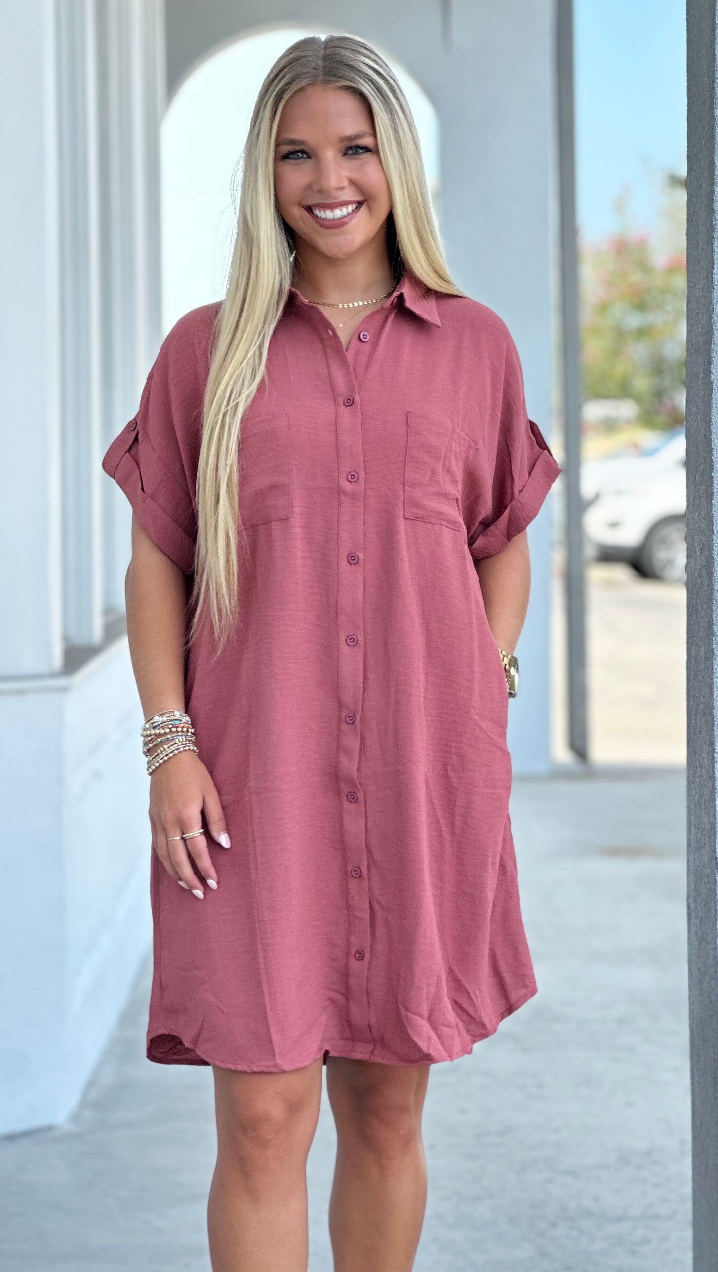 Cinnamon Button Up Dress