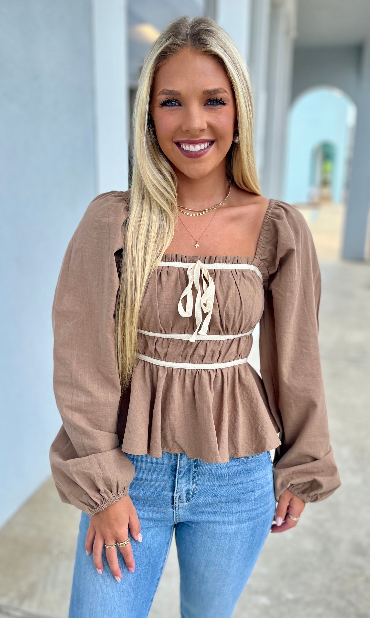 Cocoa Square Neck Babydoll Top