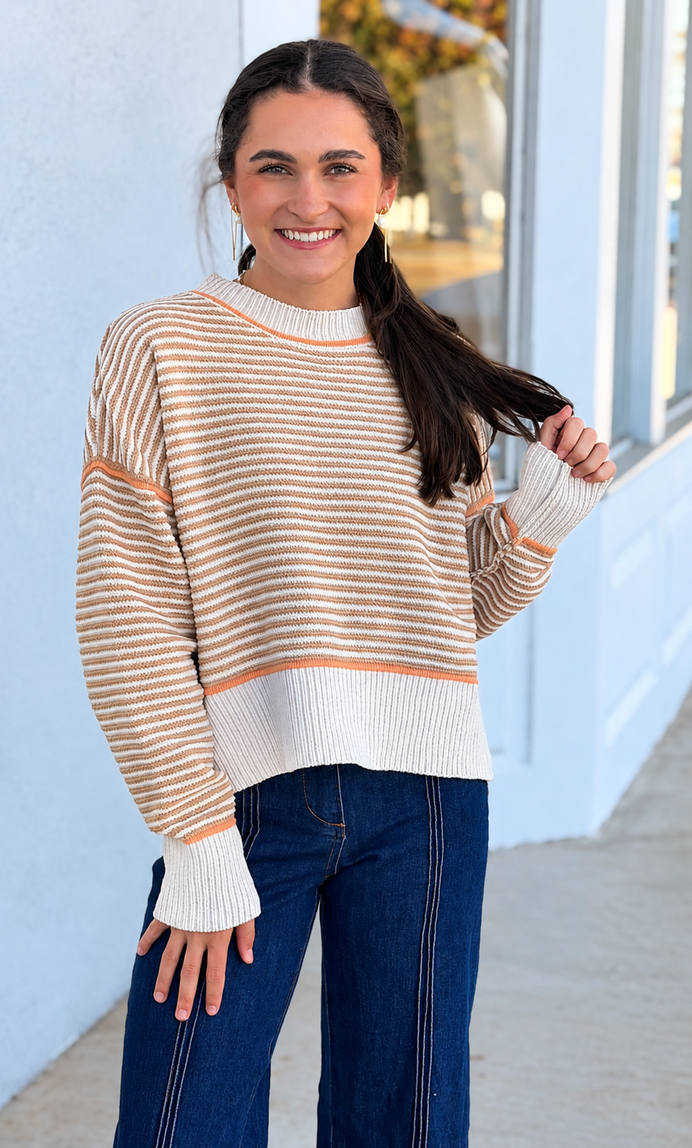 Stripe Knit Sweater, Taupe