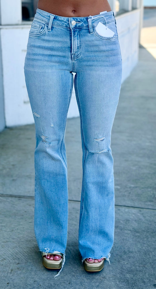 Earnest Mid Rise Raw Hem Flare