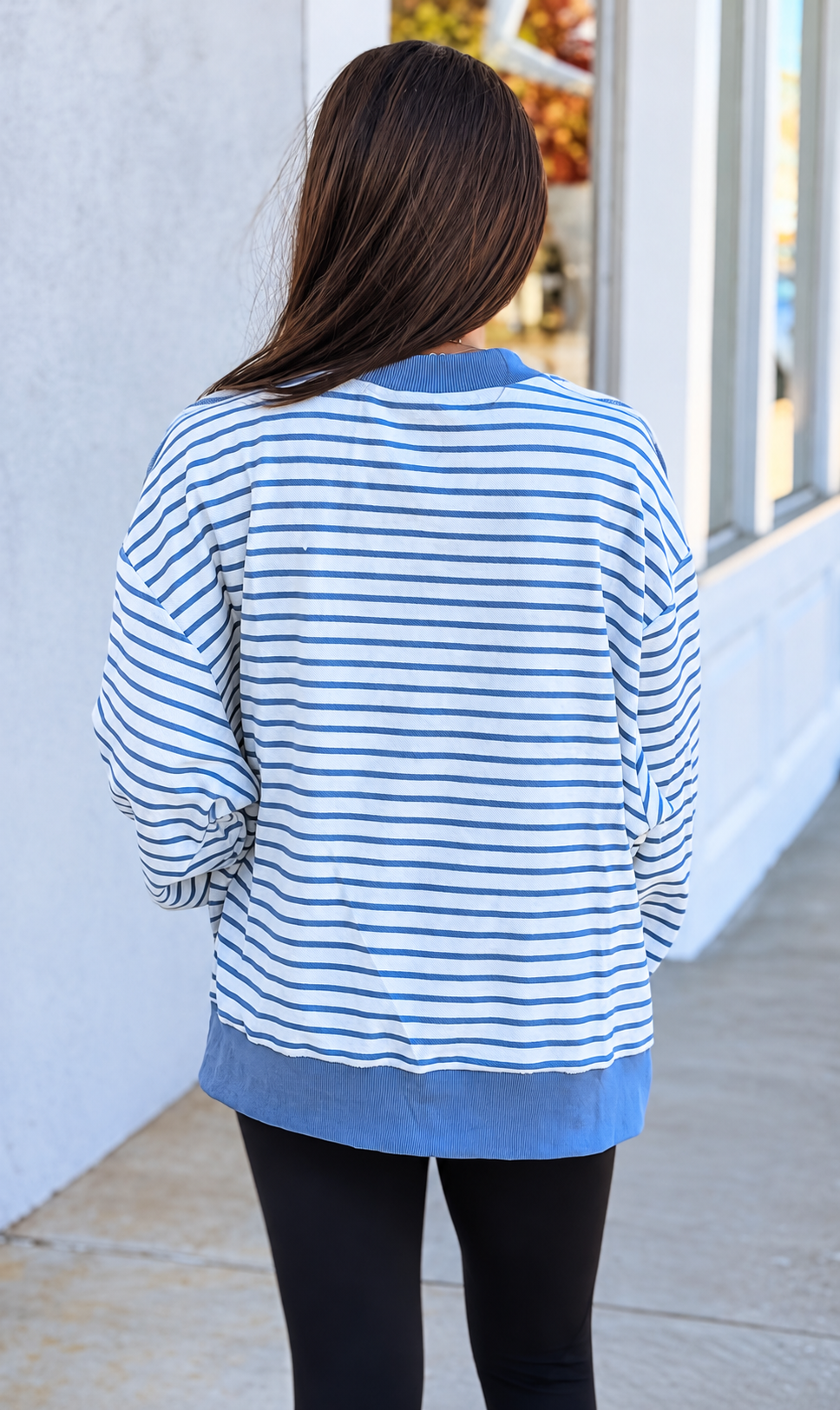 Reversible Polka Dot and Stripe Mock Neck Sweatshirt
