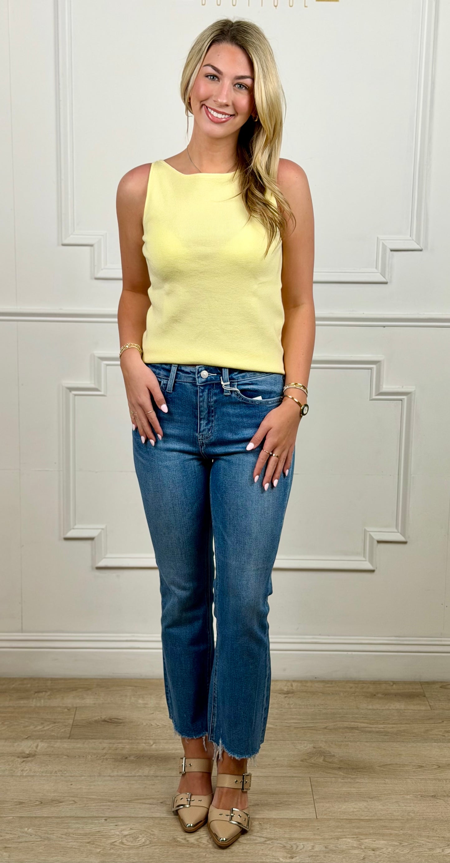Boat Neck Sweater Tank, Lemon