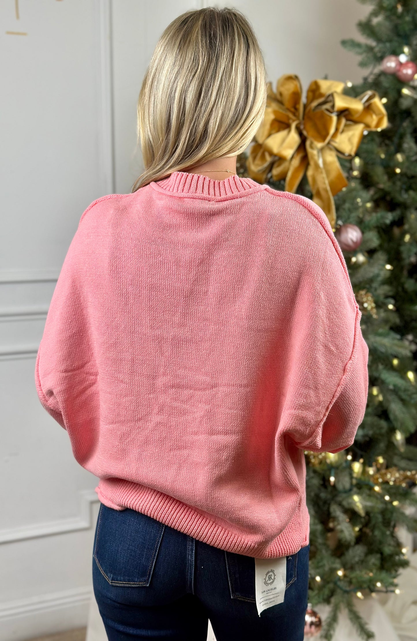 Coral Pink Oversized Sweater Top