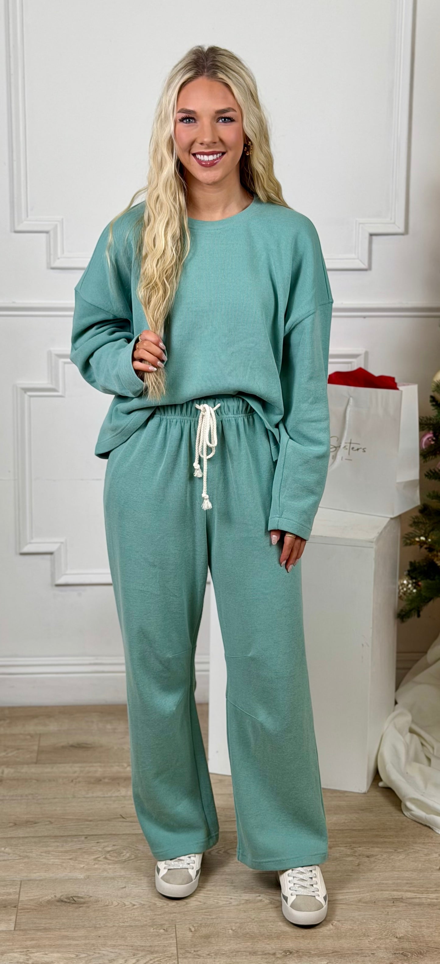 Knit Drawstring Pants, Pistachio