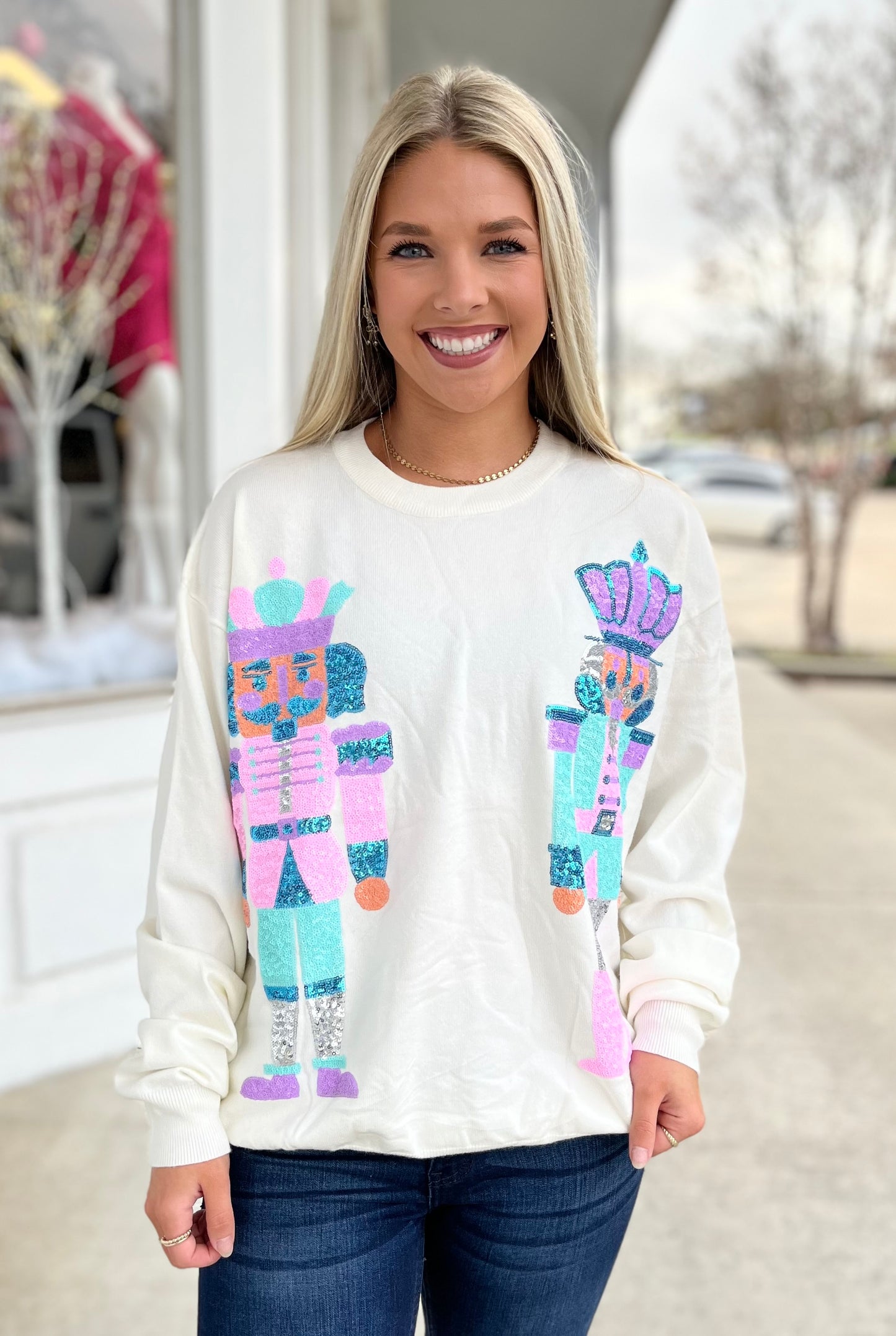 Sequin Nutcracker Pullover