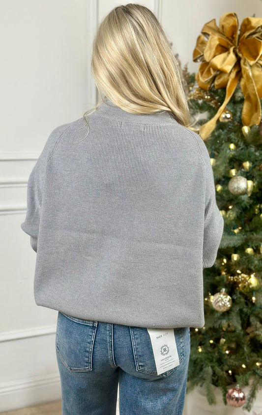 Viscose Mock Neck Sweater, H Grey
