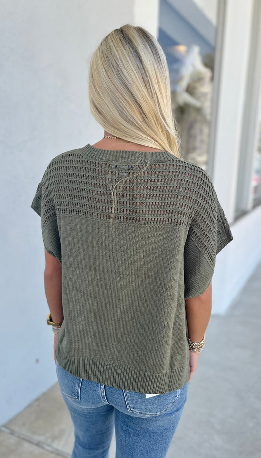 Dolman Crew Neck Sweater, Olive