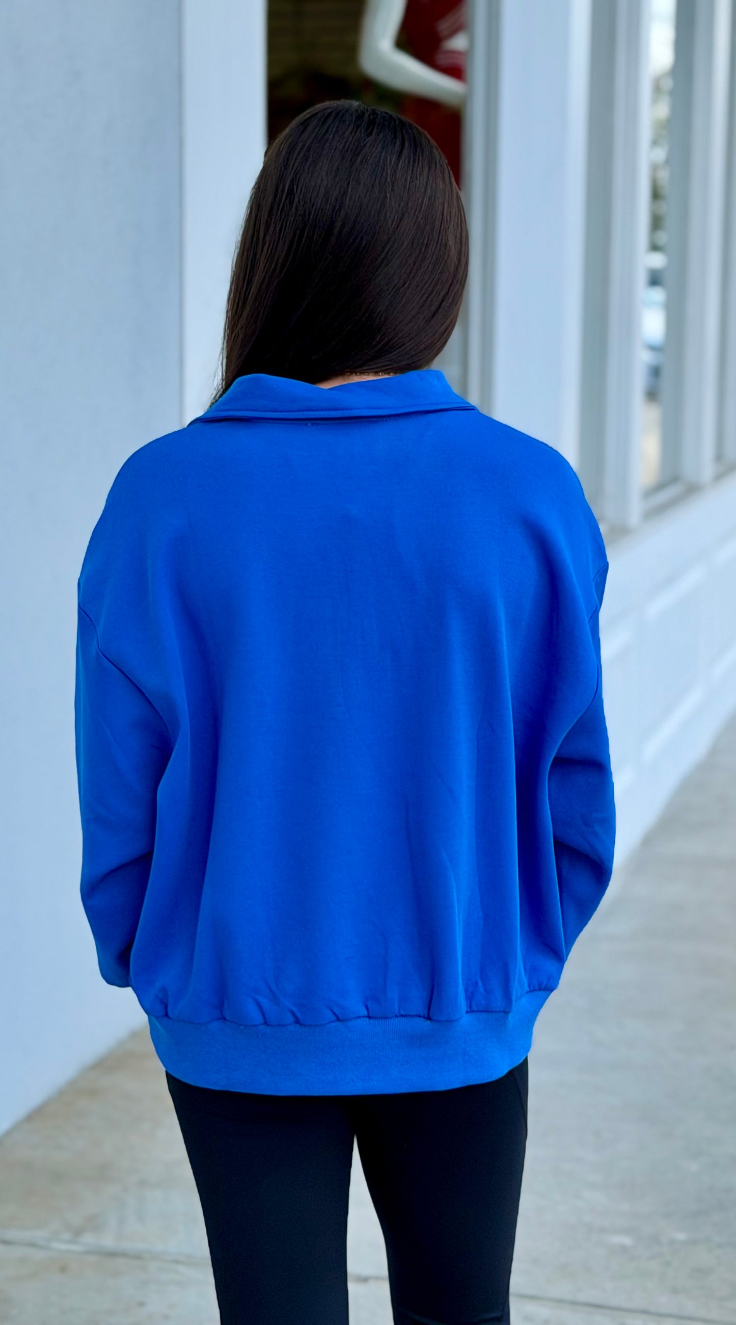 Long Sleeve Half Zip Sweatshirt, R. Blue