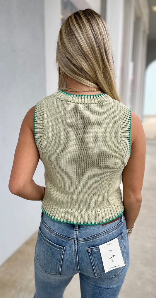 Lt Green Stitch Detail Top