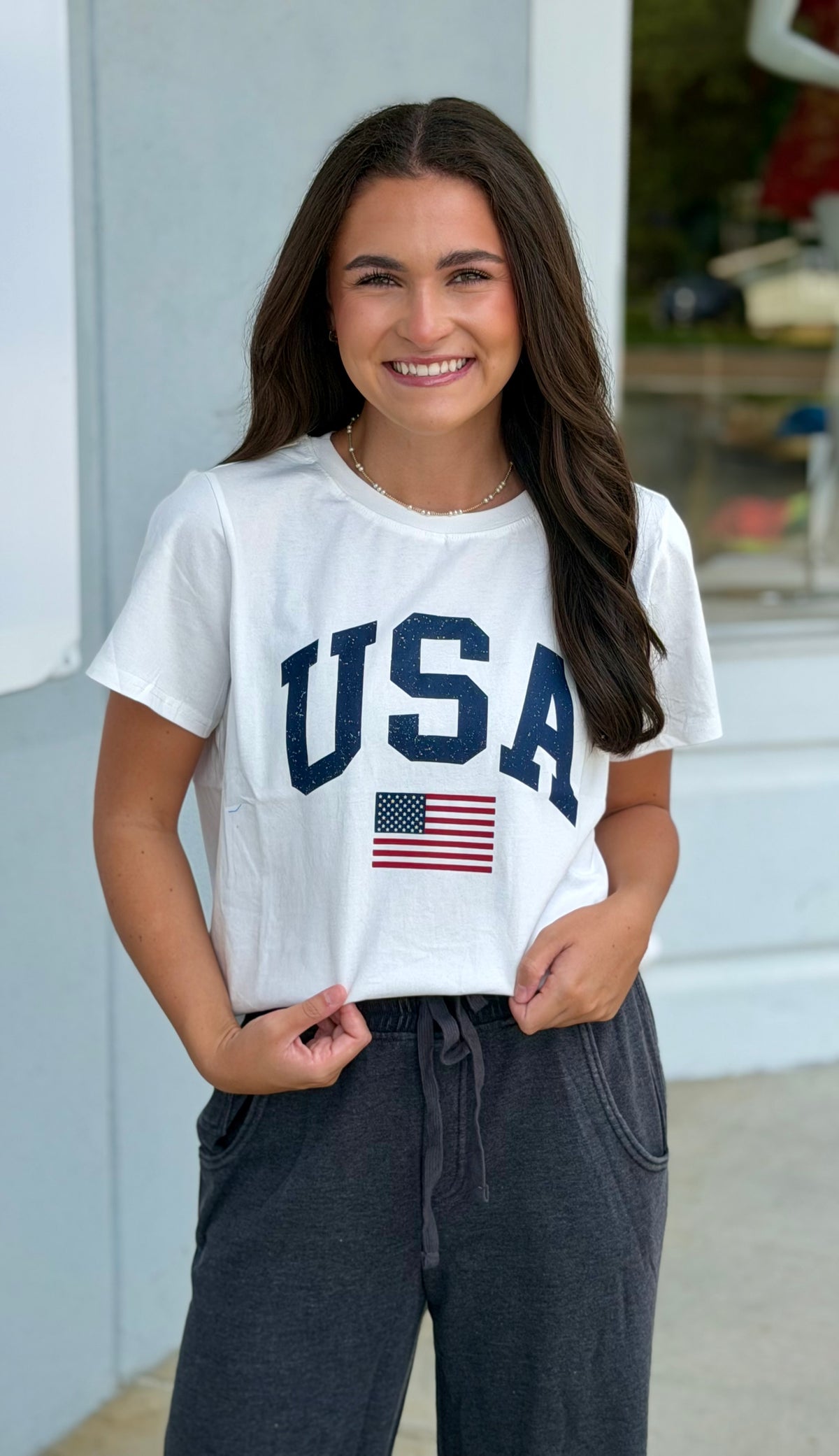 White All Day USA Tee