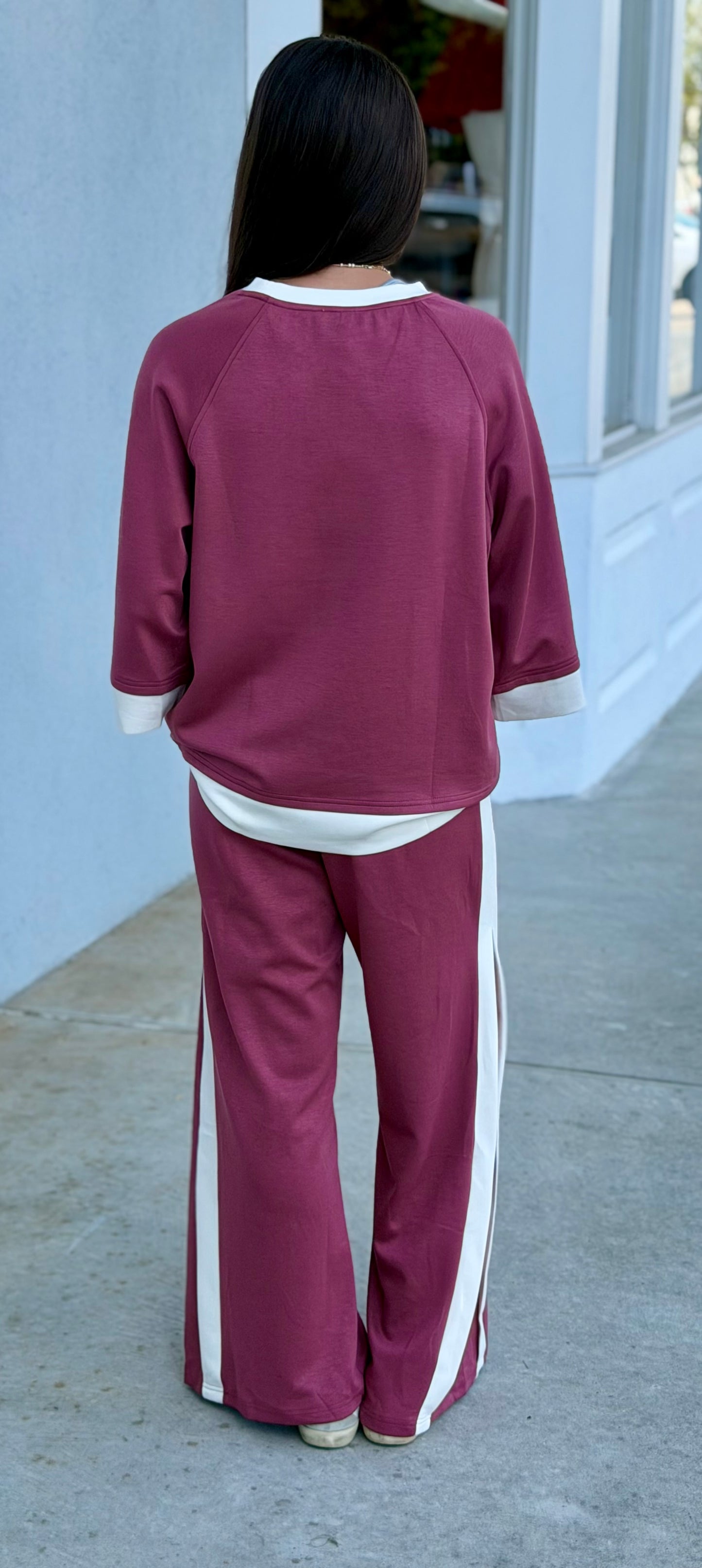 Marsala Side Stripe Colorblock Pants