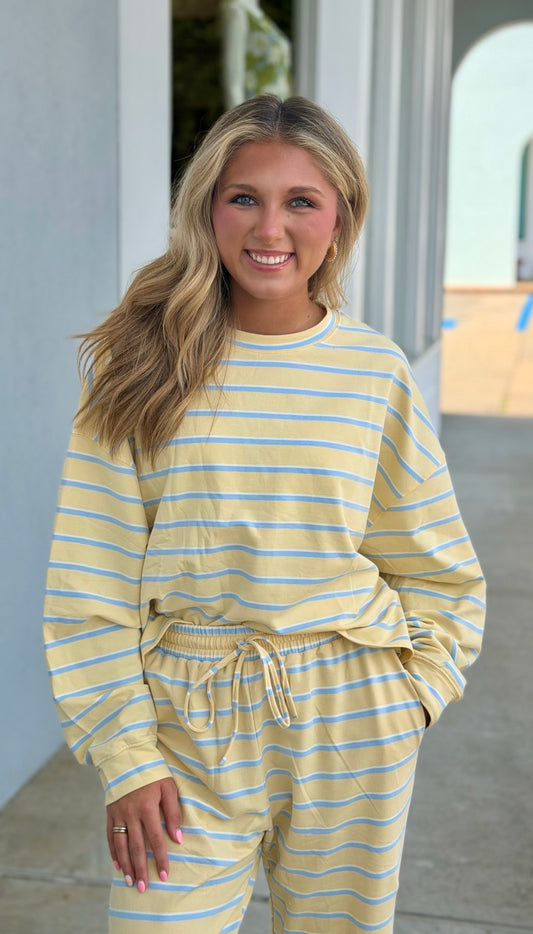Yellow/Blue Terry Loose Fit Lounge Sweatshirt