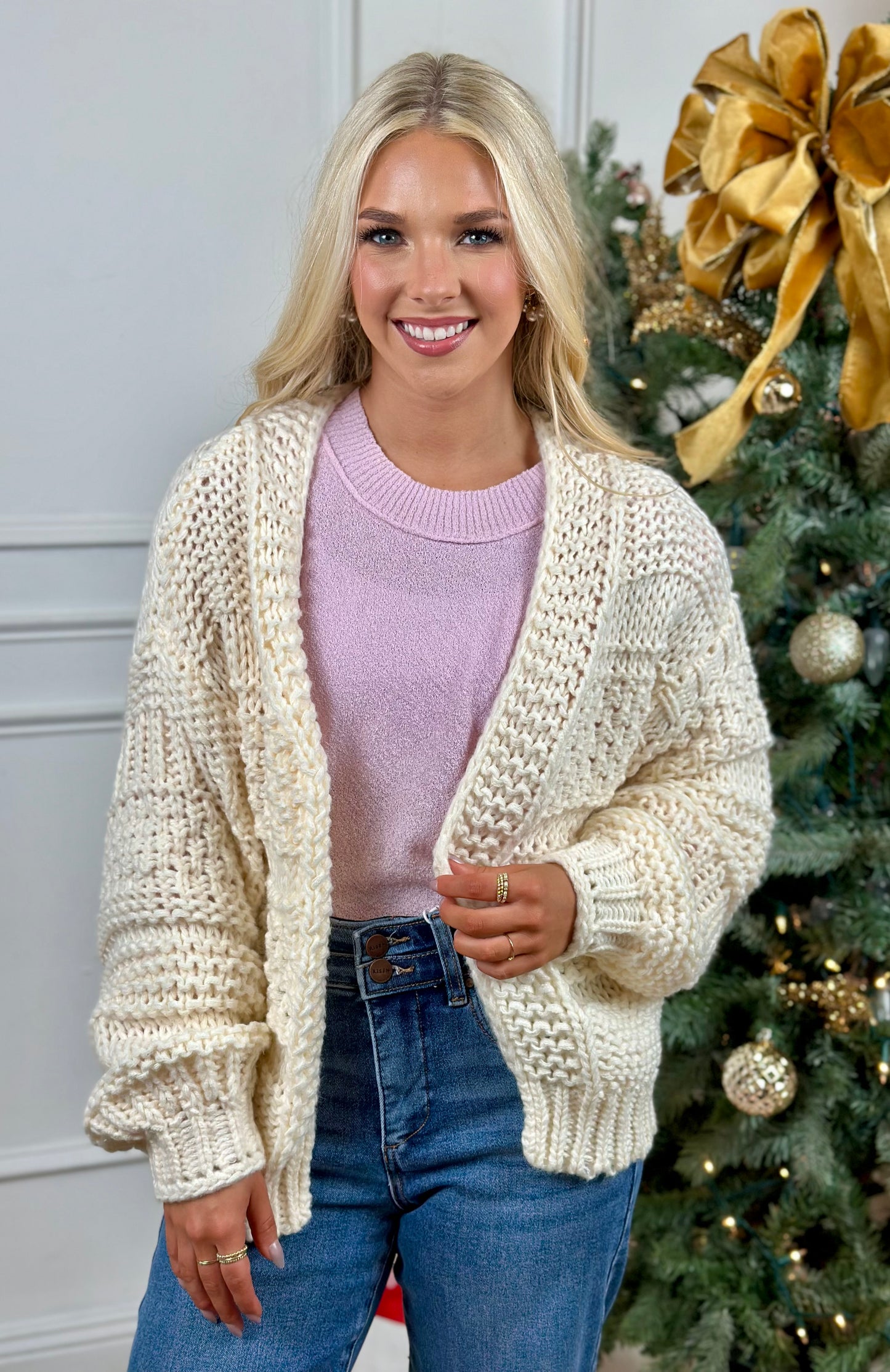 Cream Oversized Sweater Cardigan